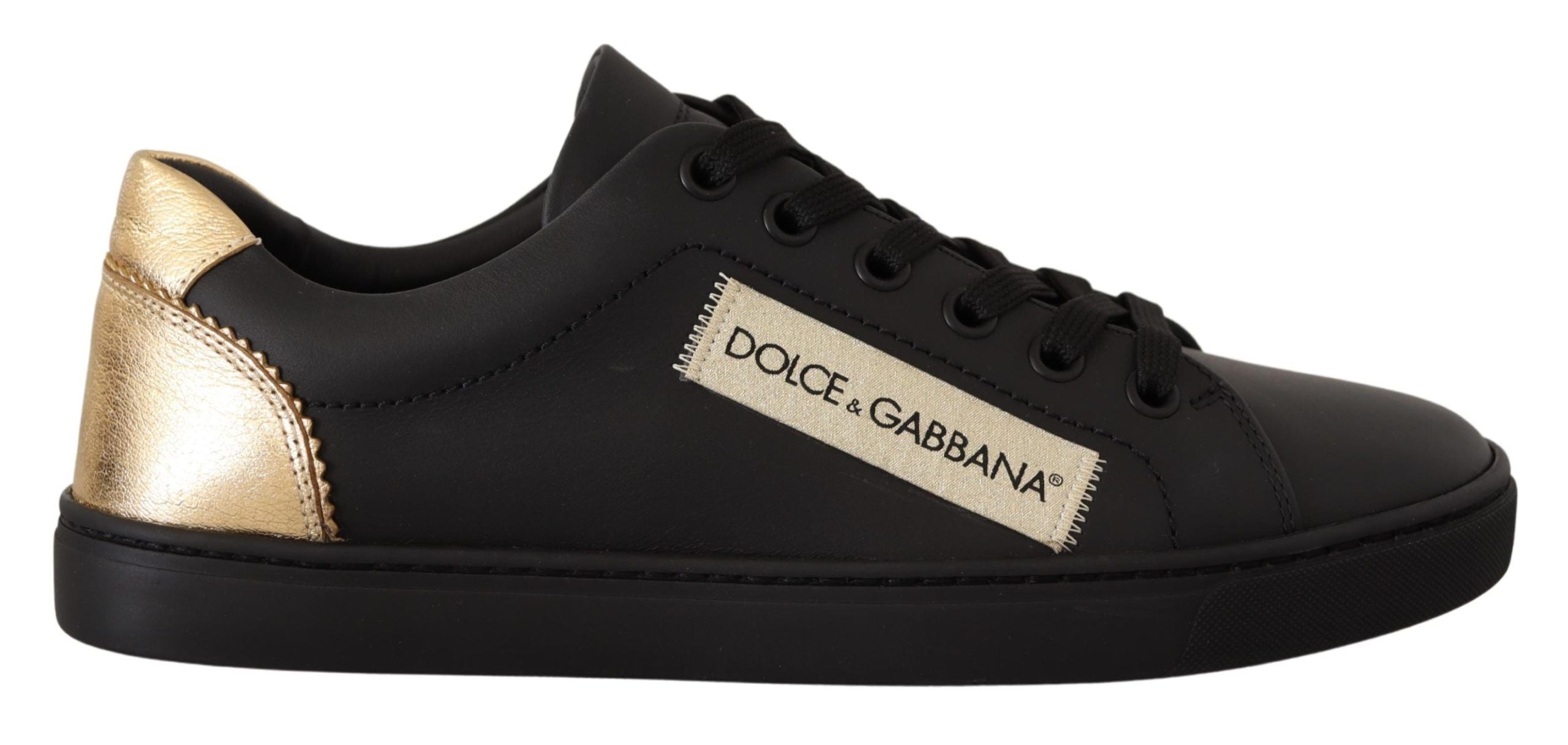 Zwarte gouden leren lage sneakers voor dames