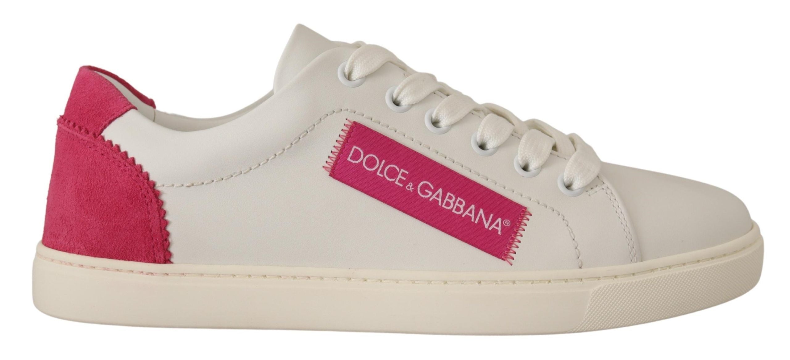 Witte roze leren lage sneakers voor dames