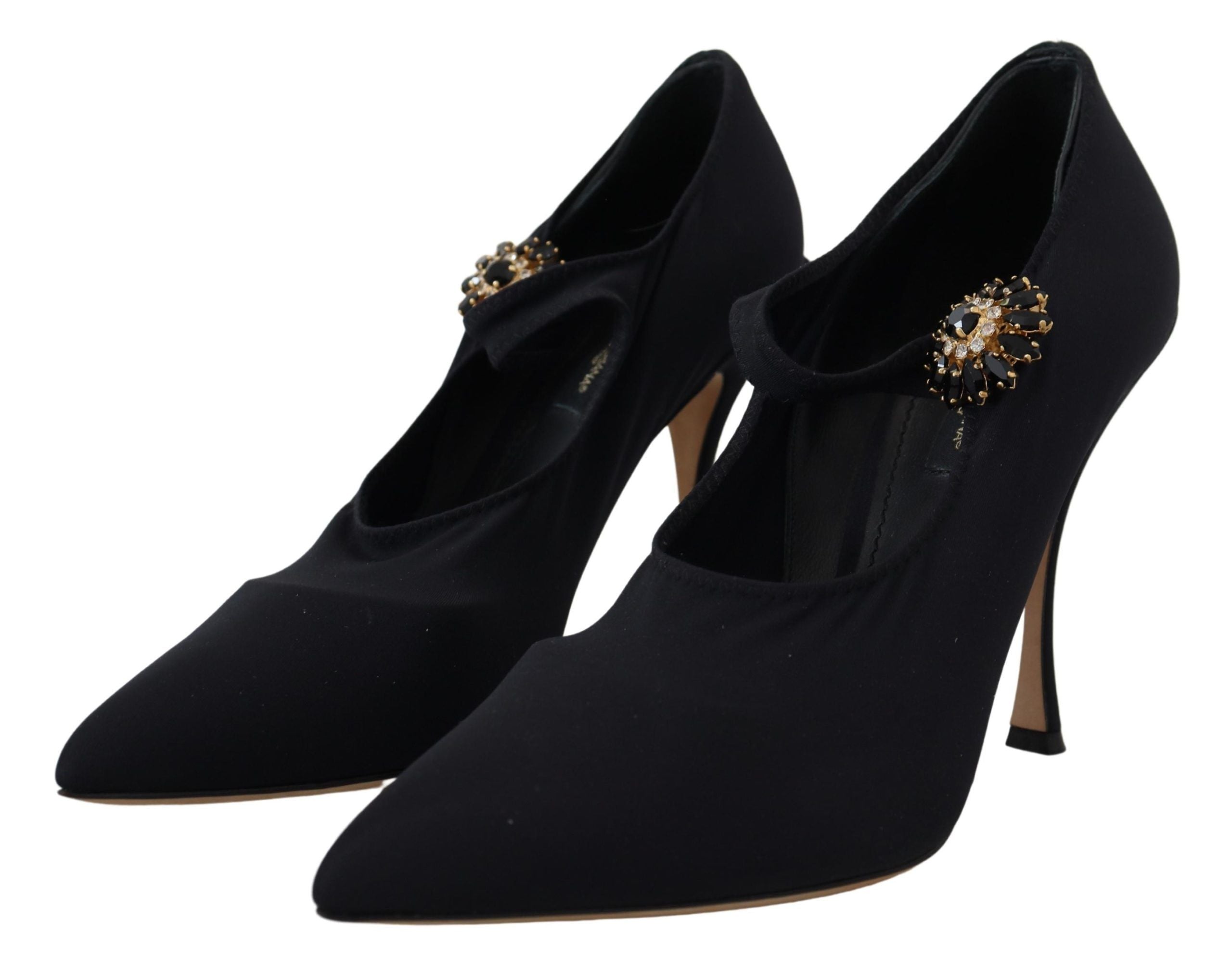 Zwarte sokken stretch kristal pumps schoenen