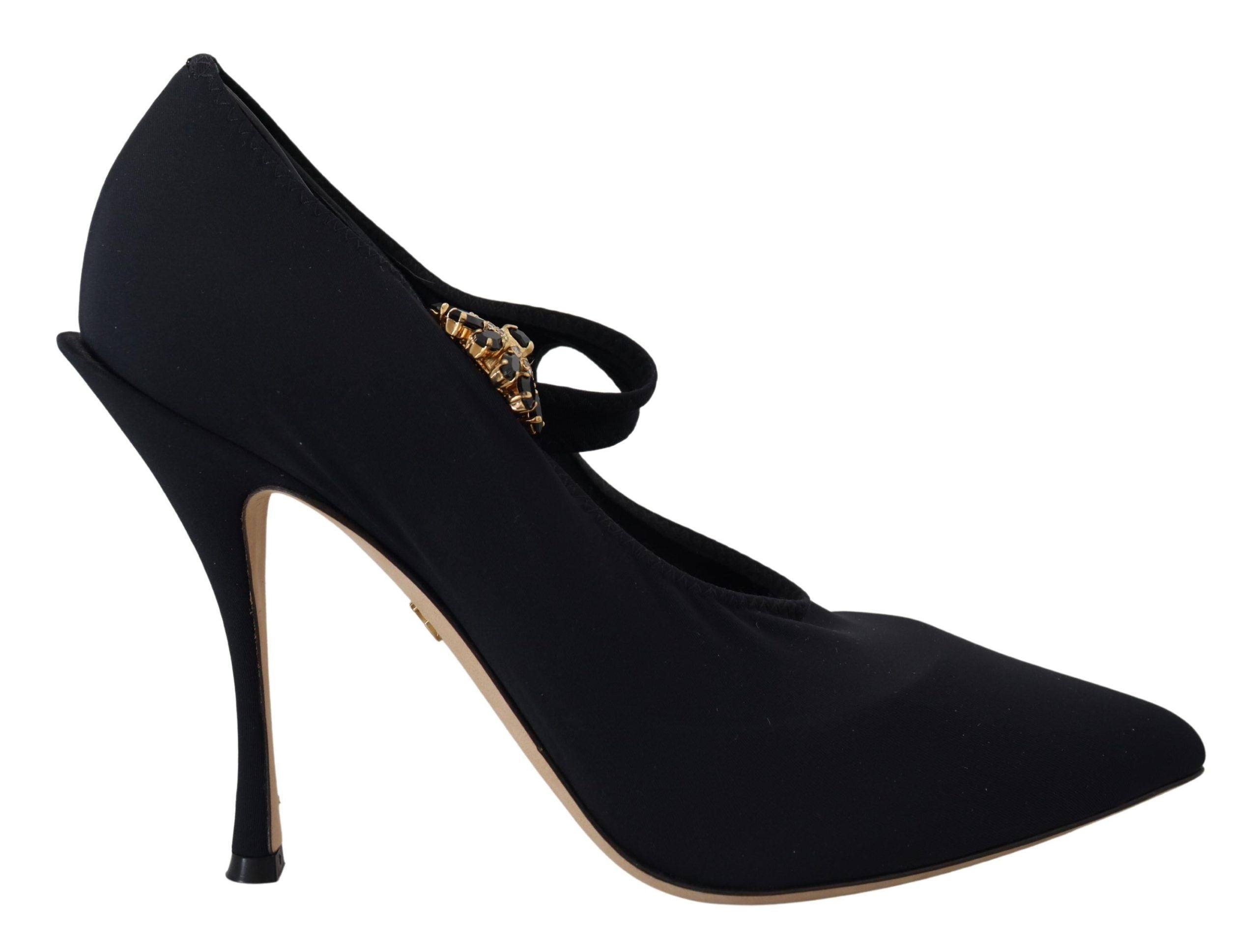 Zwarte sokken stretch kristal pumps schoenen