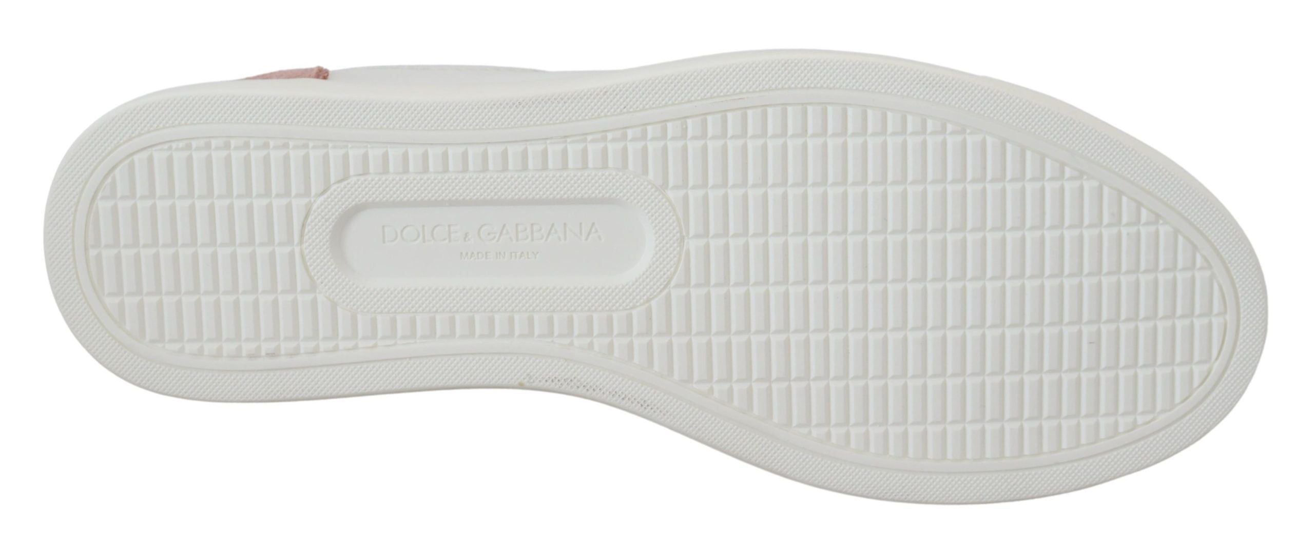 Witte roze leren lage sneakers