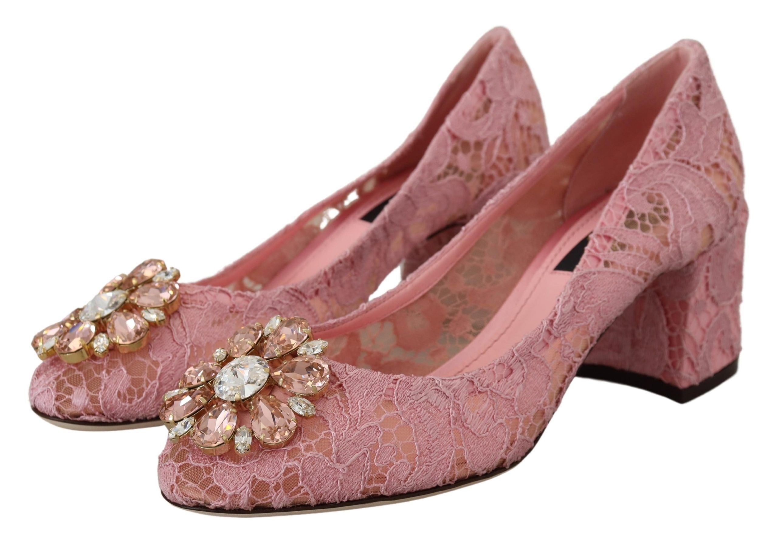 Roze Taormina Lace Crystal Pumps Pastel Schoenen