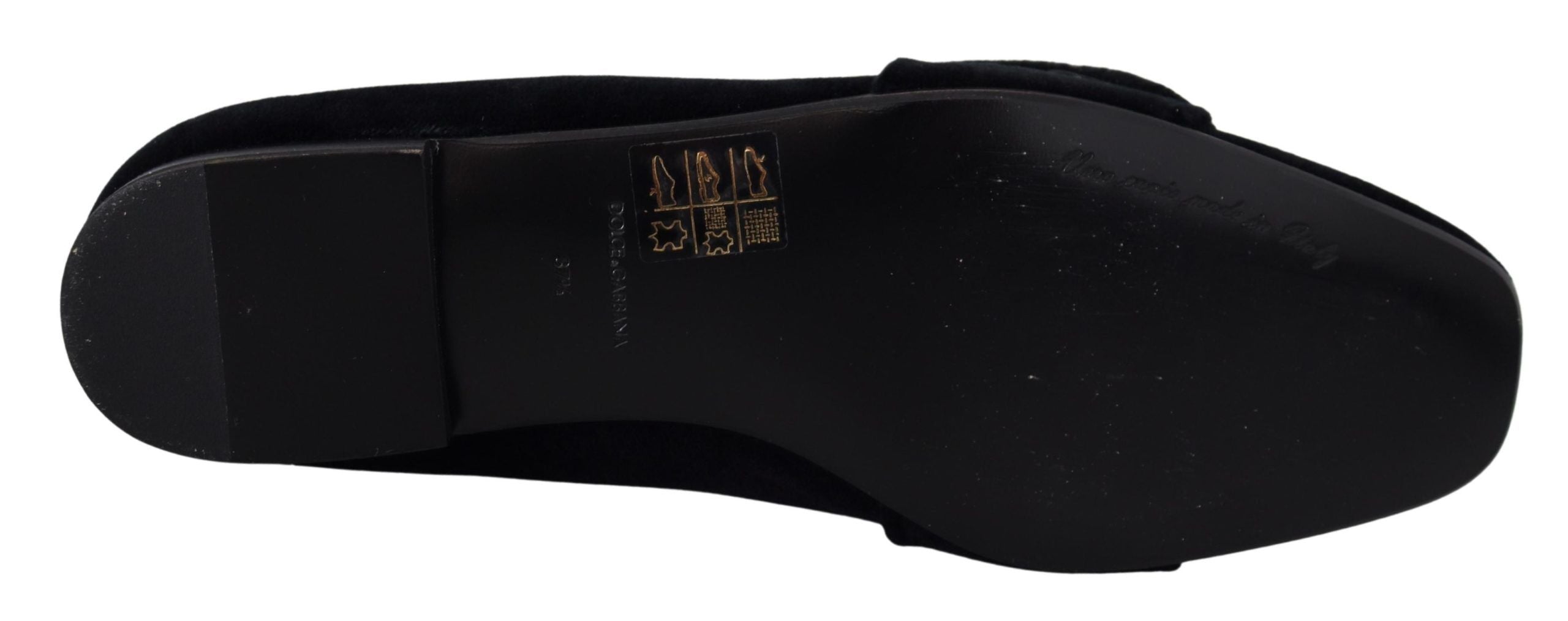 Zwarte fluwelen loafers met kristallen en platte schoenen