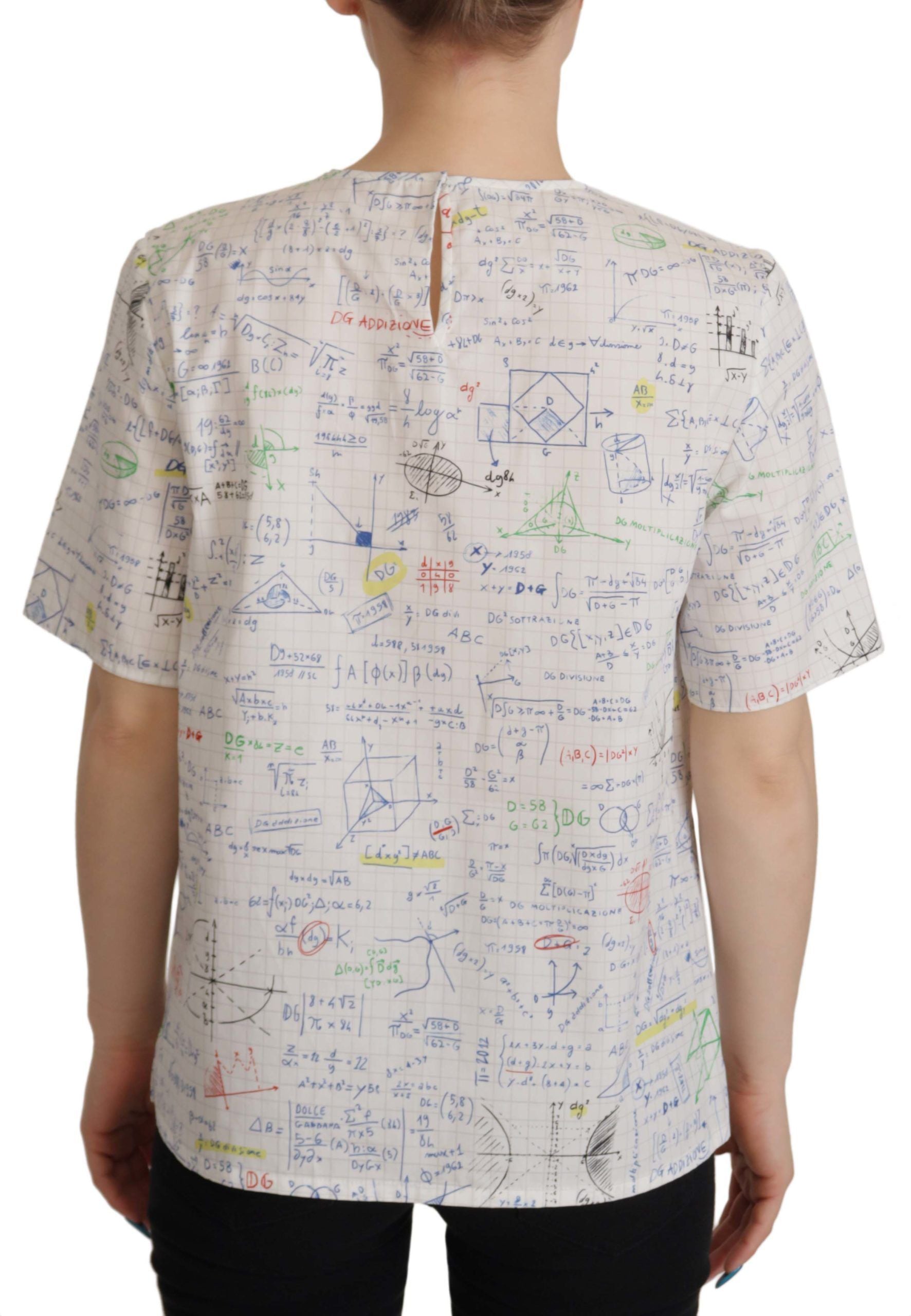 Witte katoenen top met korte mouwen en algebraprint