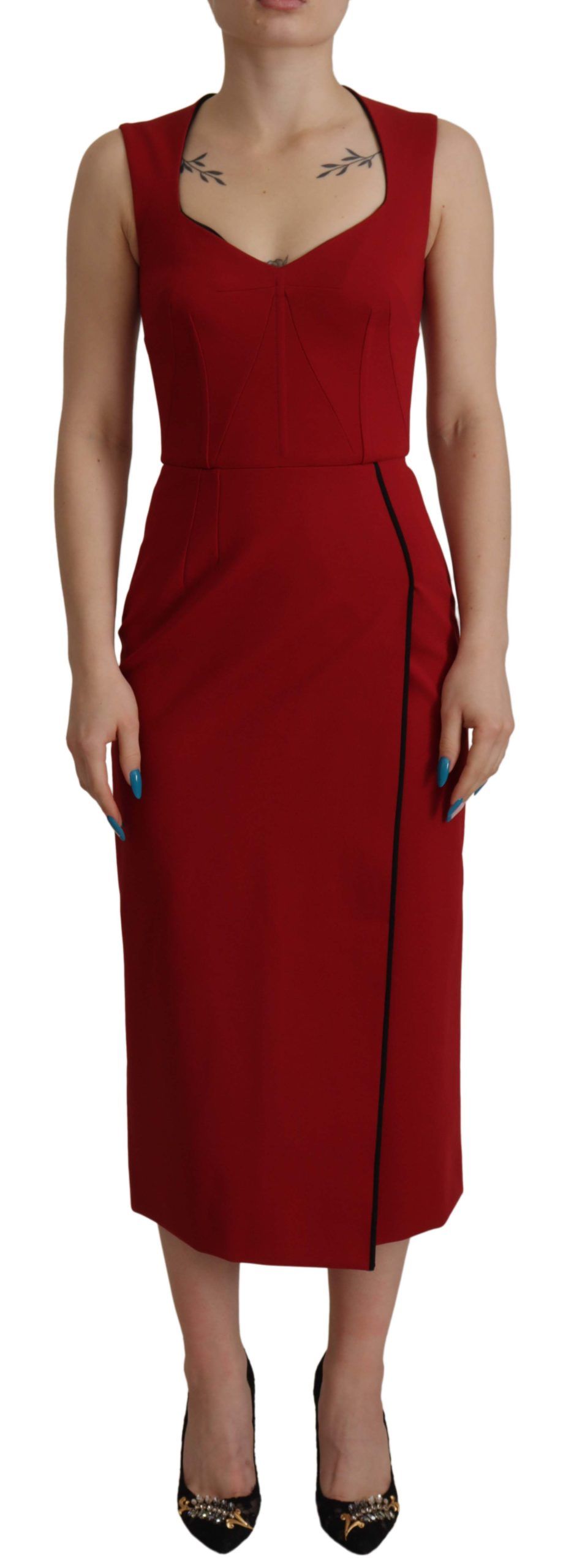 Rode sweetheart hals bodycon midi-jurk