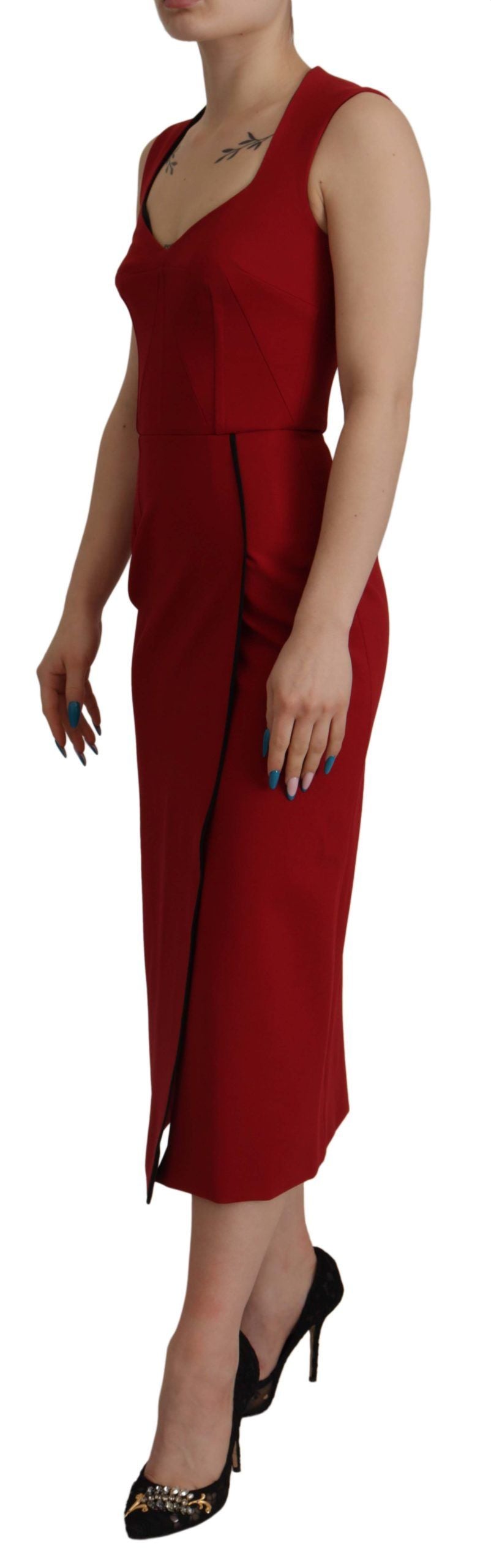 Rode sweetheart hals bodycon midi-jurk