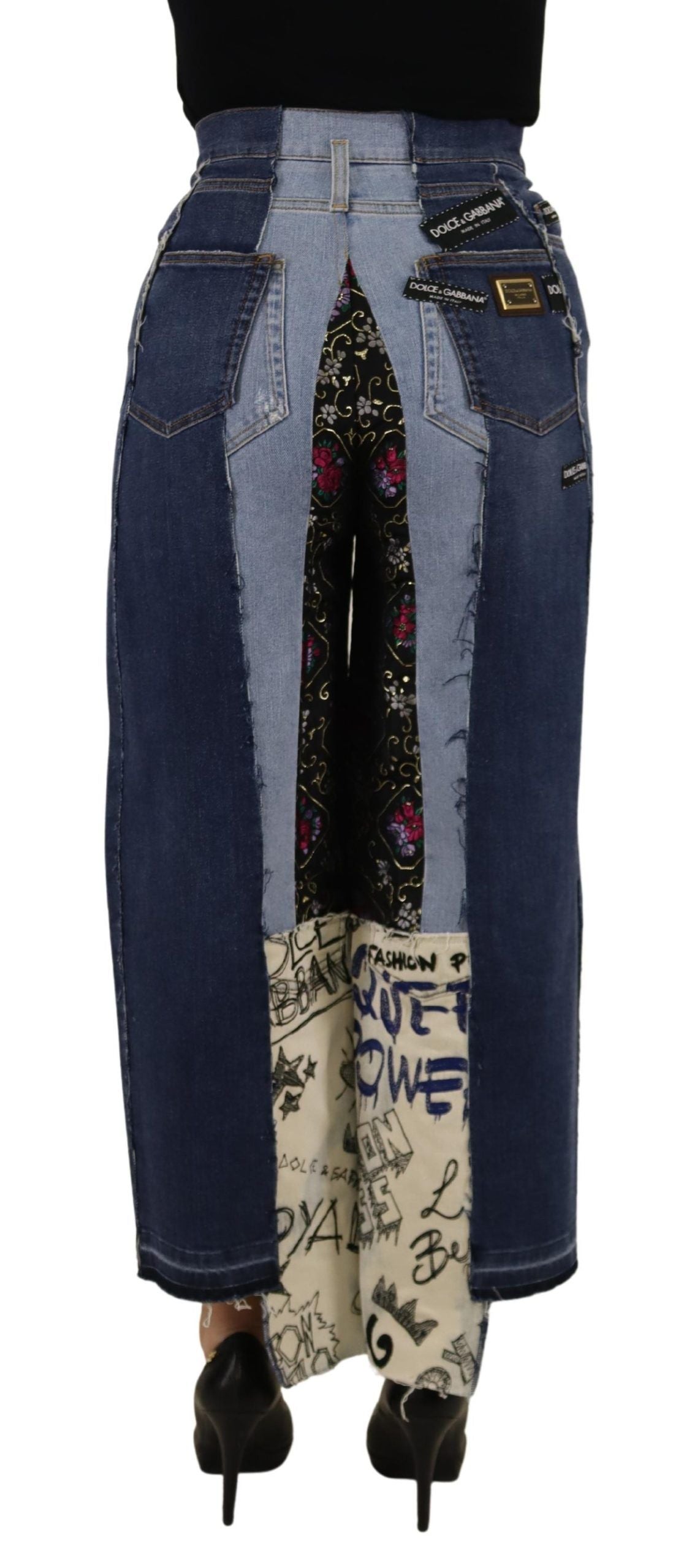 Multicolor Patchwork DG Fashion Wijde Broek Denim