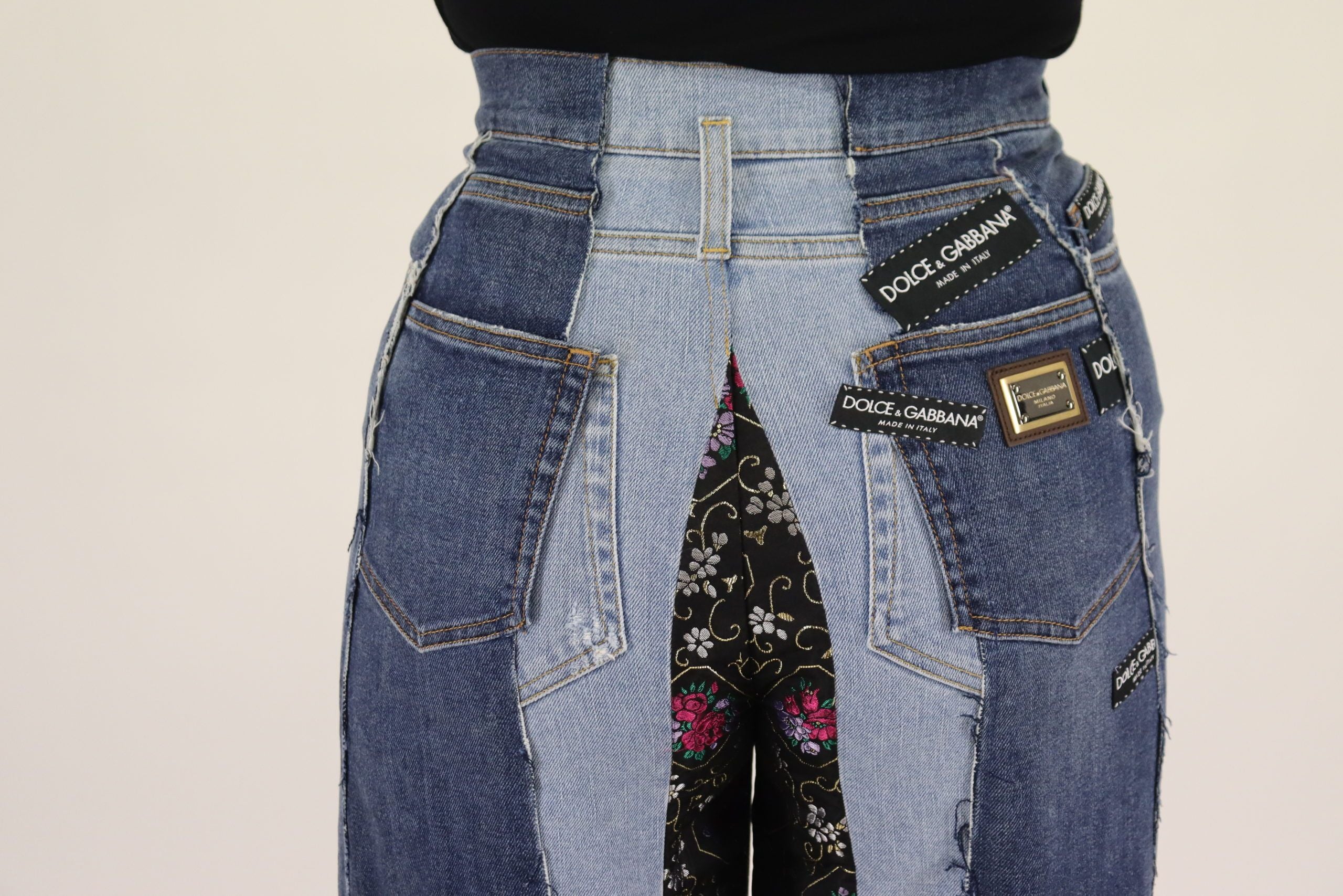 Multicolor Patchwork DG Fashion Wijde Broek Denim