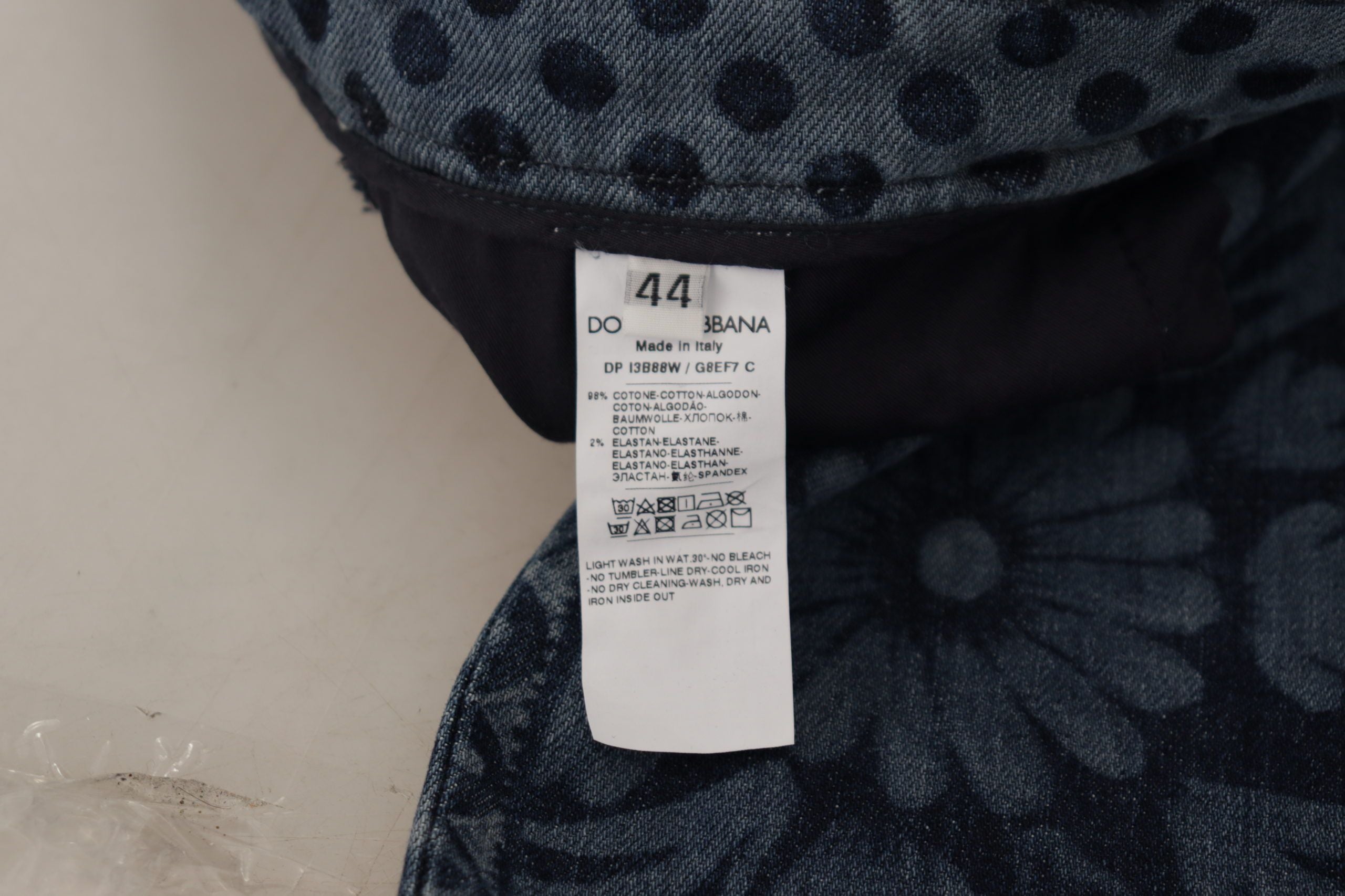 Blauwe skinny denim jeans met hoge taille en bloemenprint