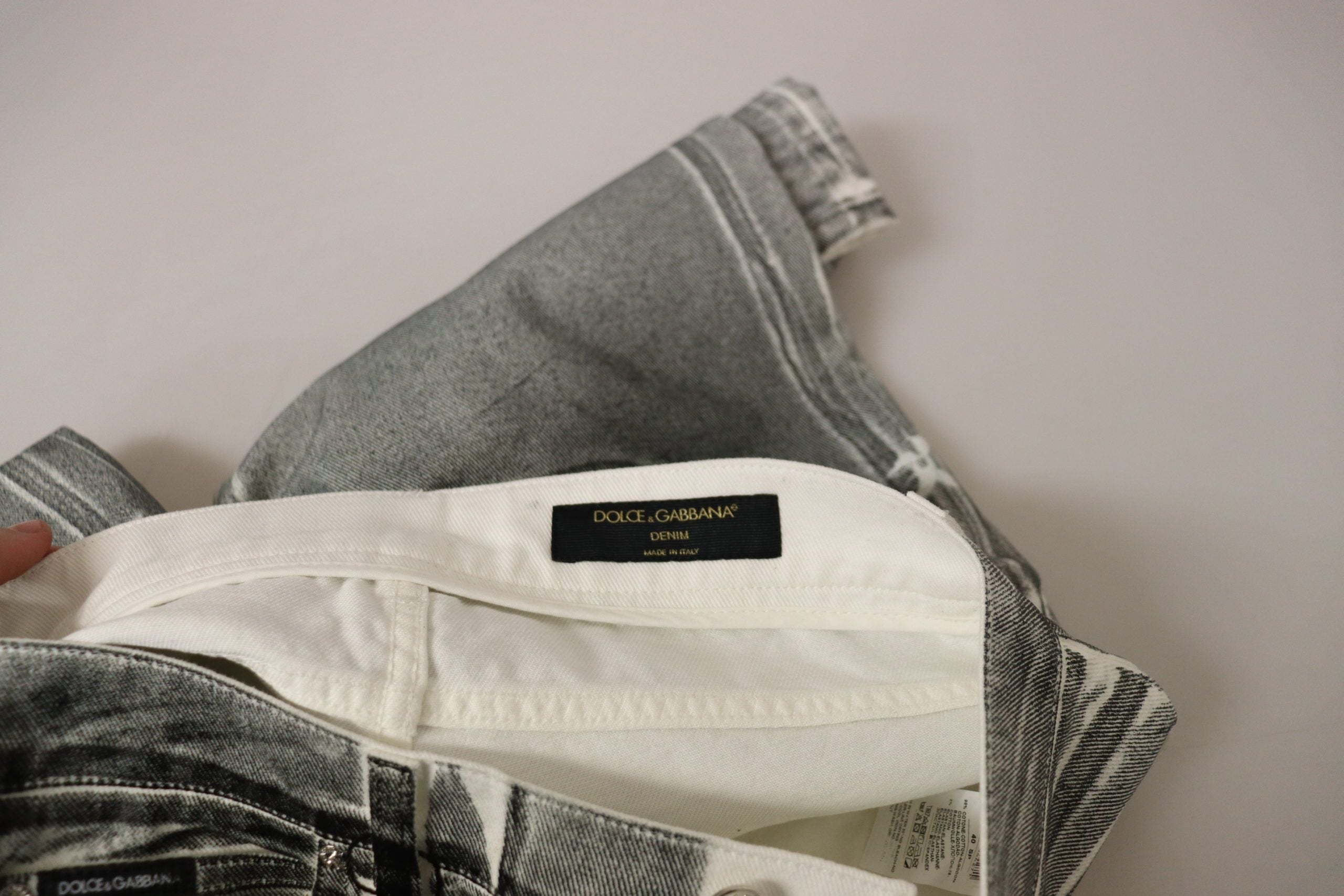 Grijs gewassen hoge taille denim broek katoenen jeans