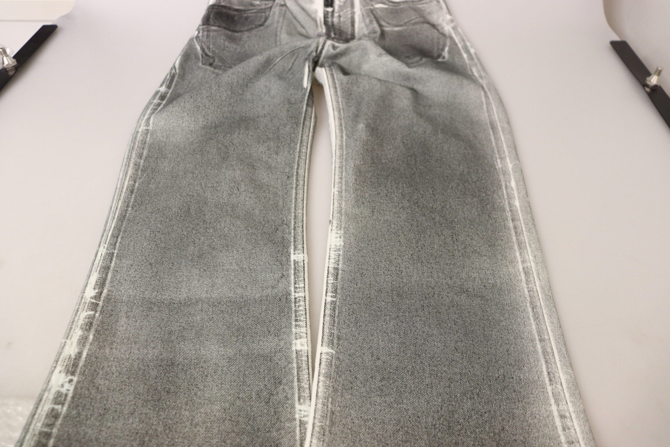 Grijs gewassen hoge taille denim broek katoenen jeans