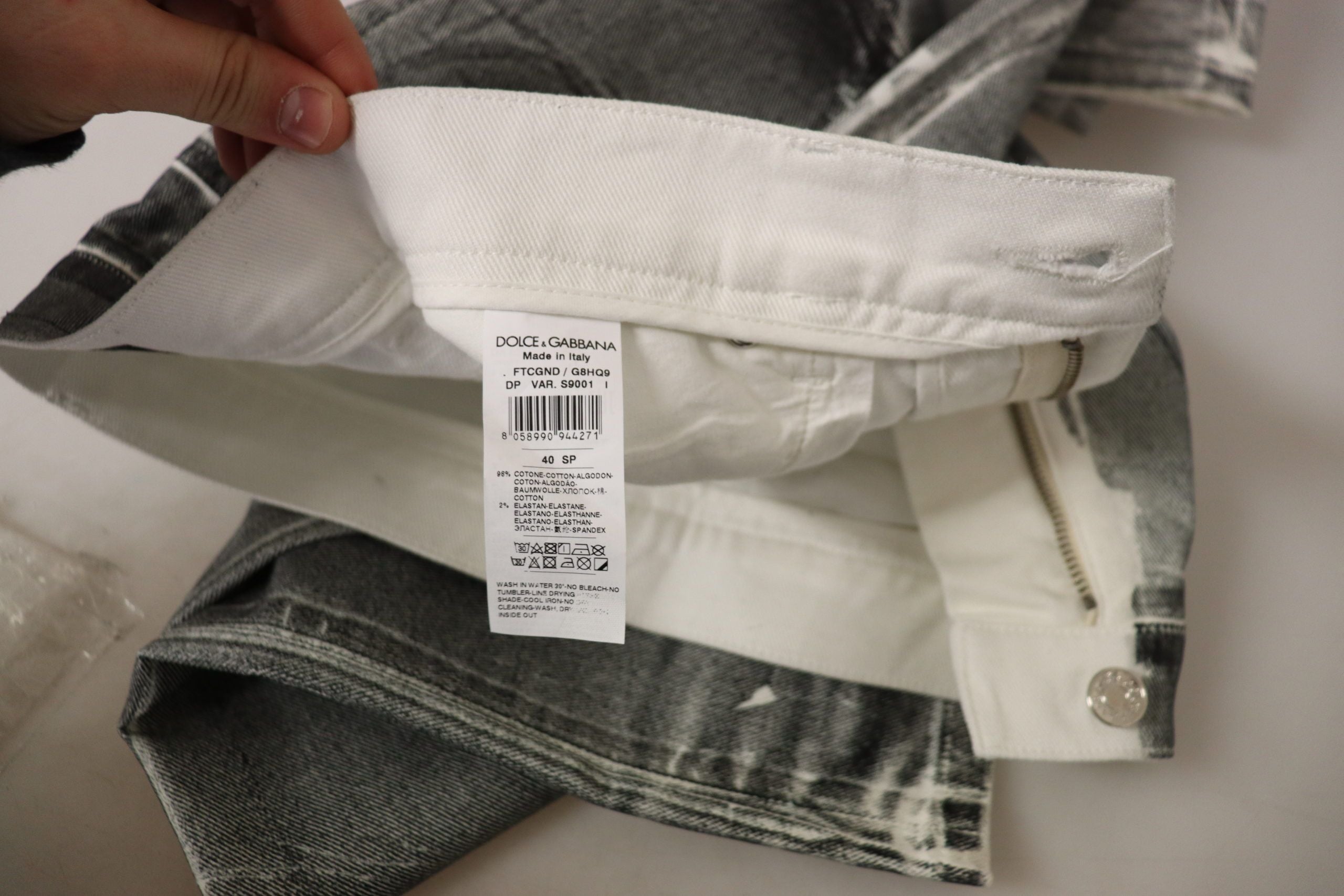 Grijs gewassen hoge taille denim broek katoenen jeans