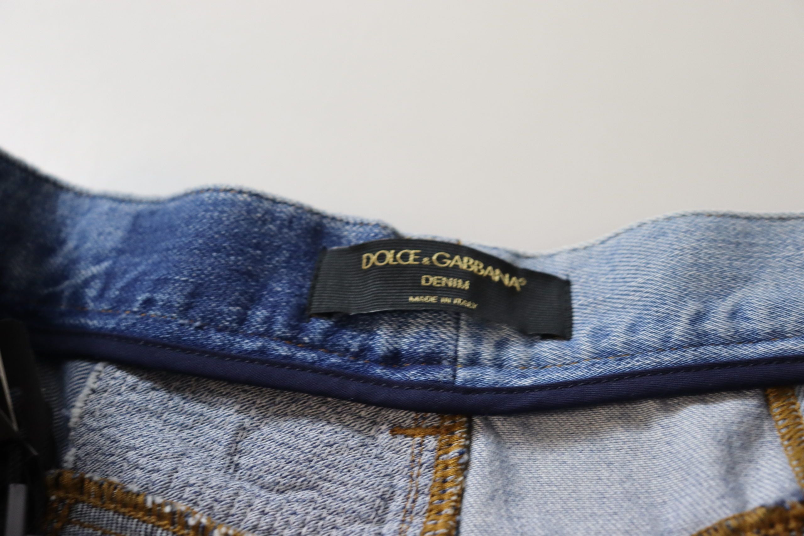Veelkleurige patchwork jeans met hoge taille