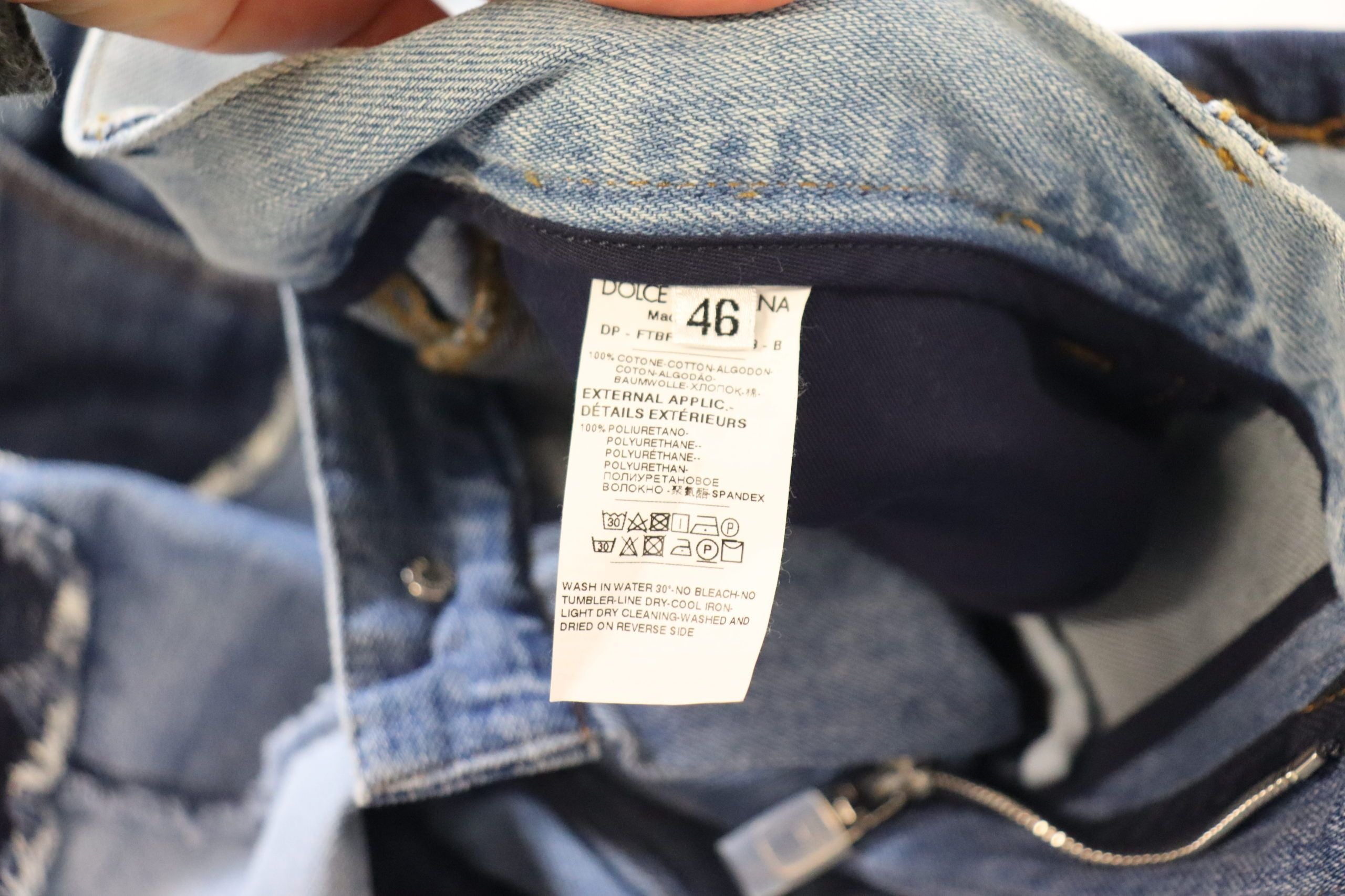 Veelkleurige patchwork jeans met hoge taille