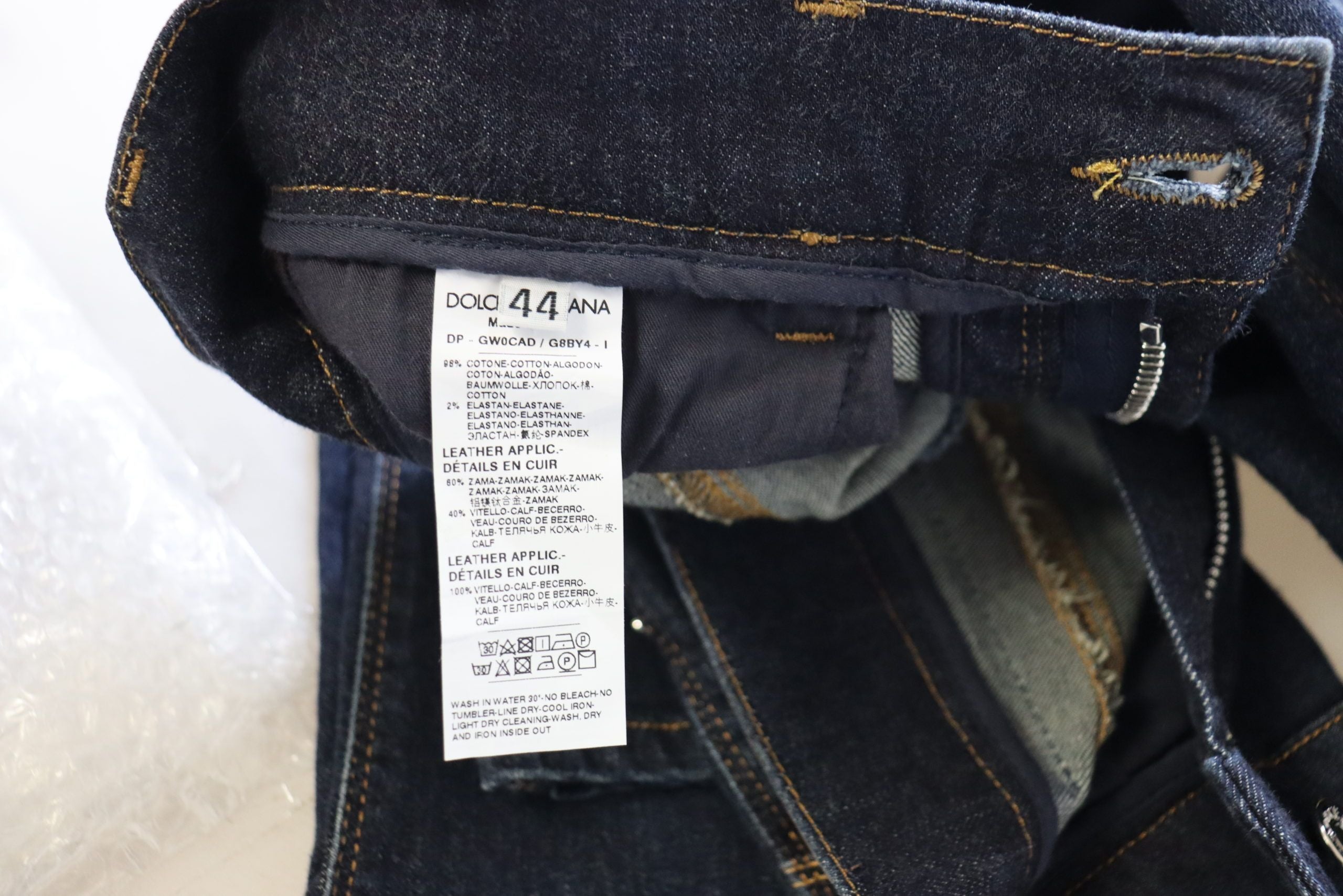Blauwe katoenen skinny denim jeans met hoge taille