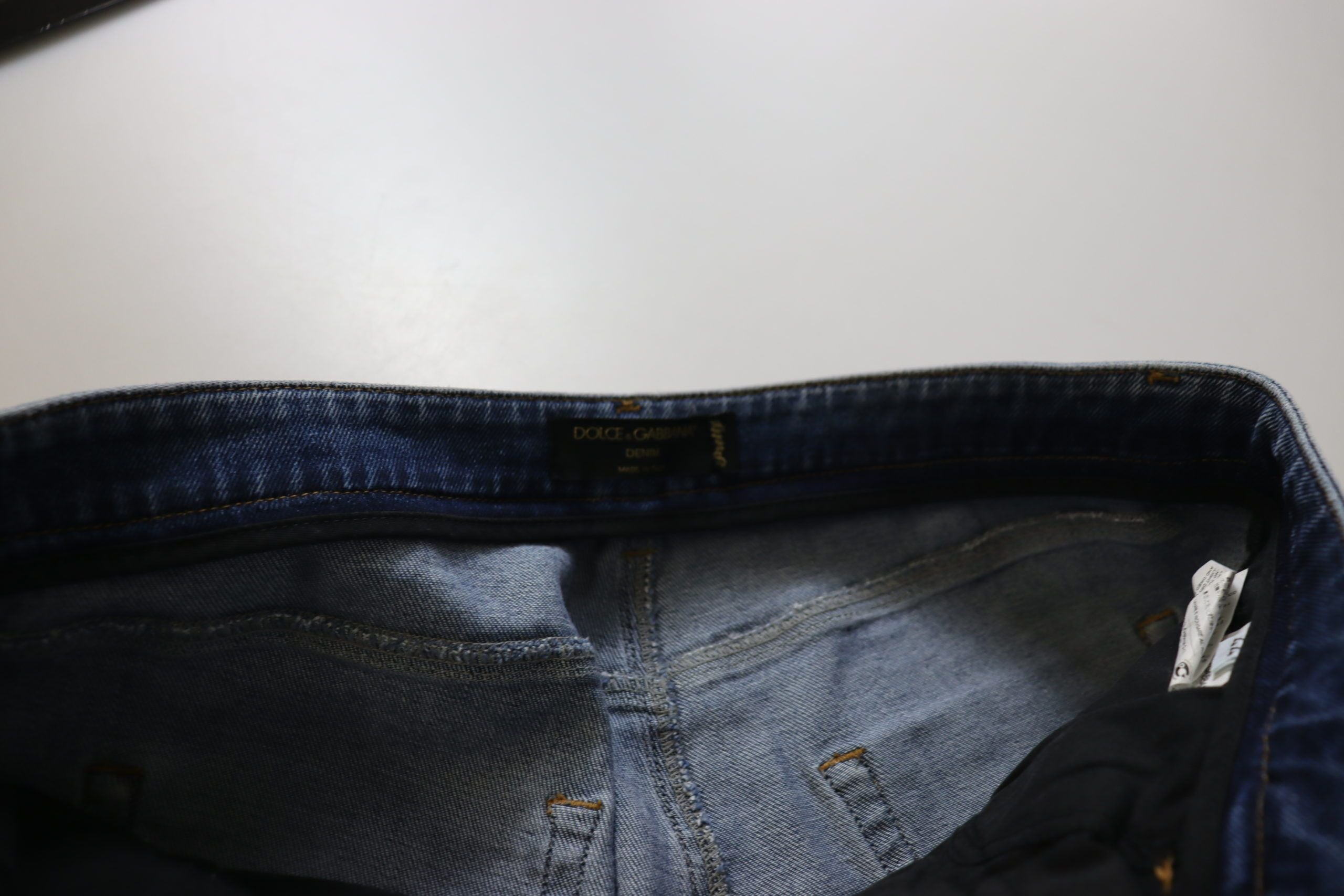 Blauwe gewassen katoenen skinny jeans met lage taille