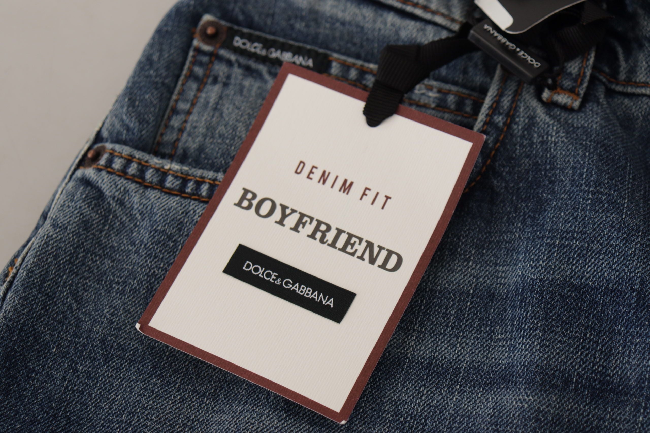 Blauwe denim barok hart logo patch broek jeans