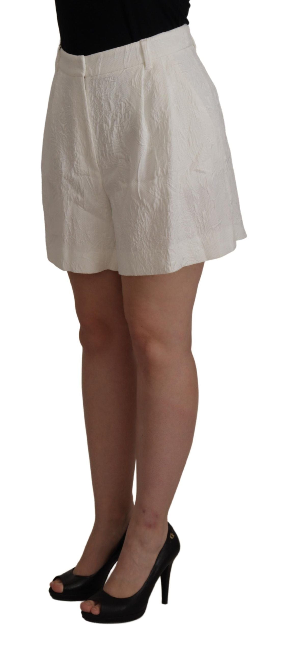 Witte katoenen culotte shorts met hoge taille