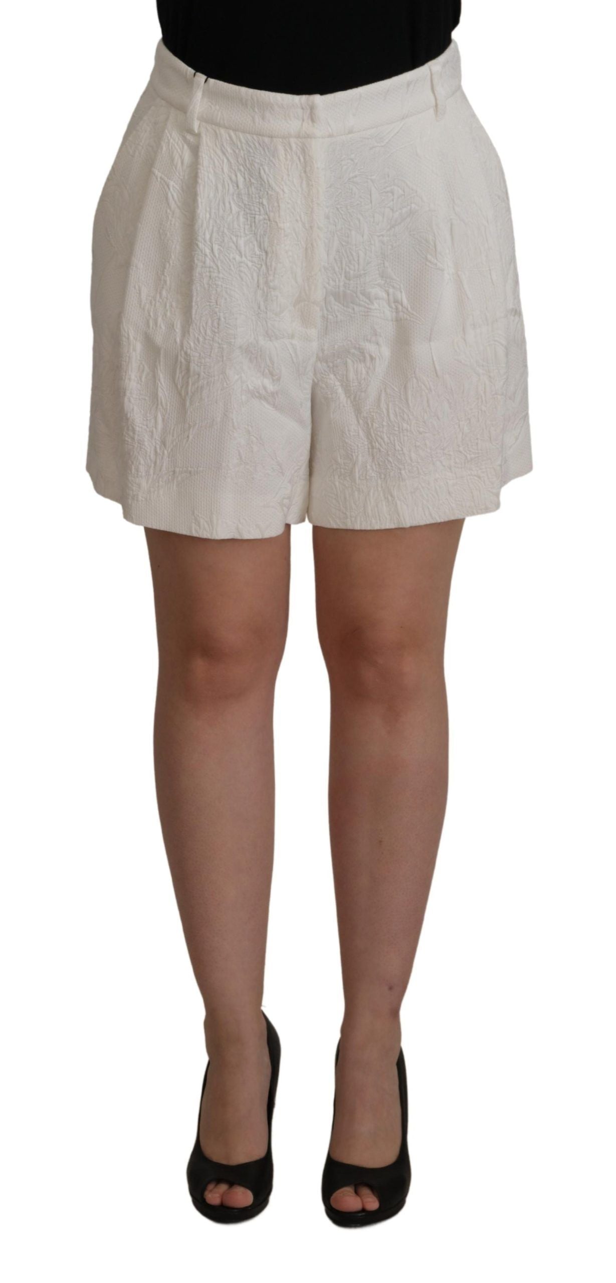 Witte katoenen culotte shorts met hoge taille