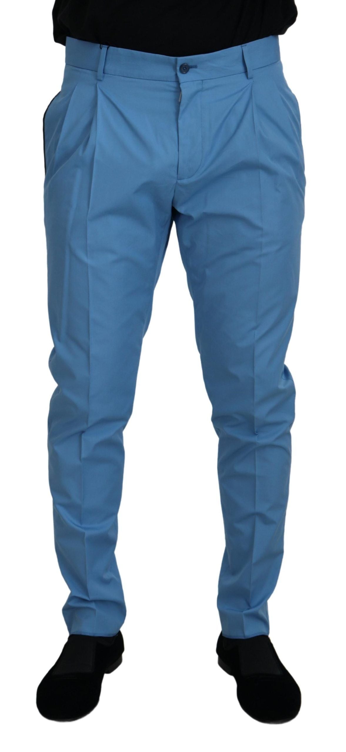 Blauwe katoenen zijden broek Chino's