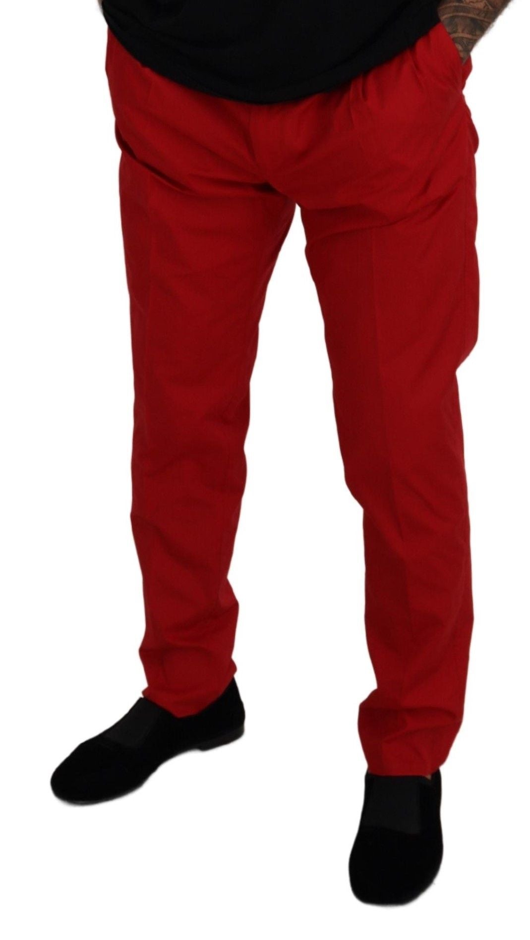 Rode katoenen slim fit broek Chino's