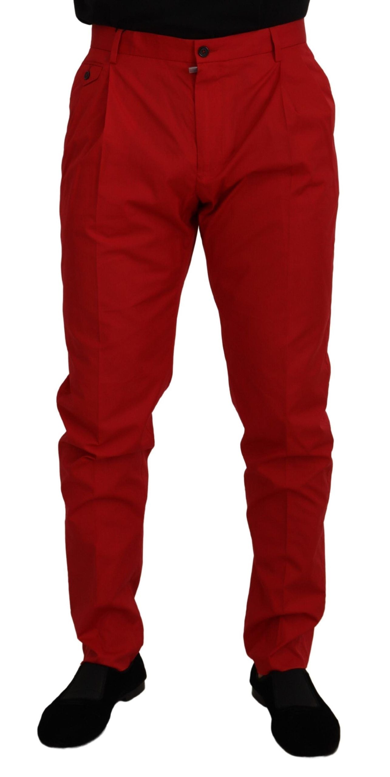 Rode katoenen slim fit broek Chino's