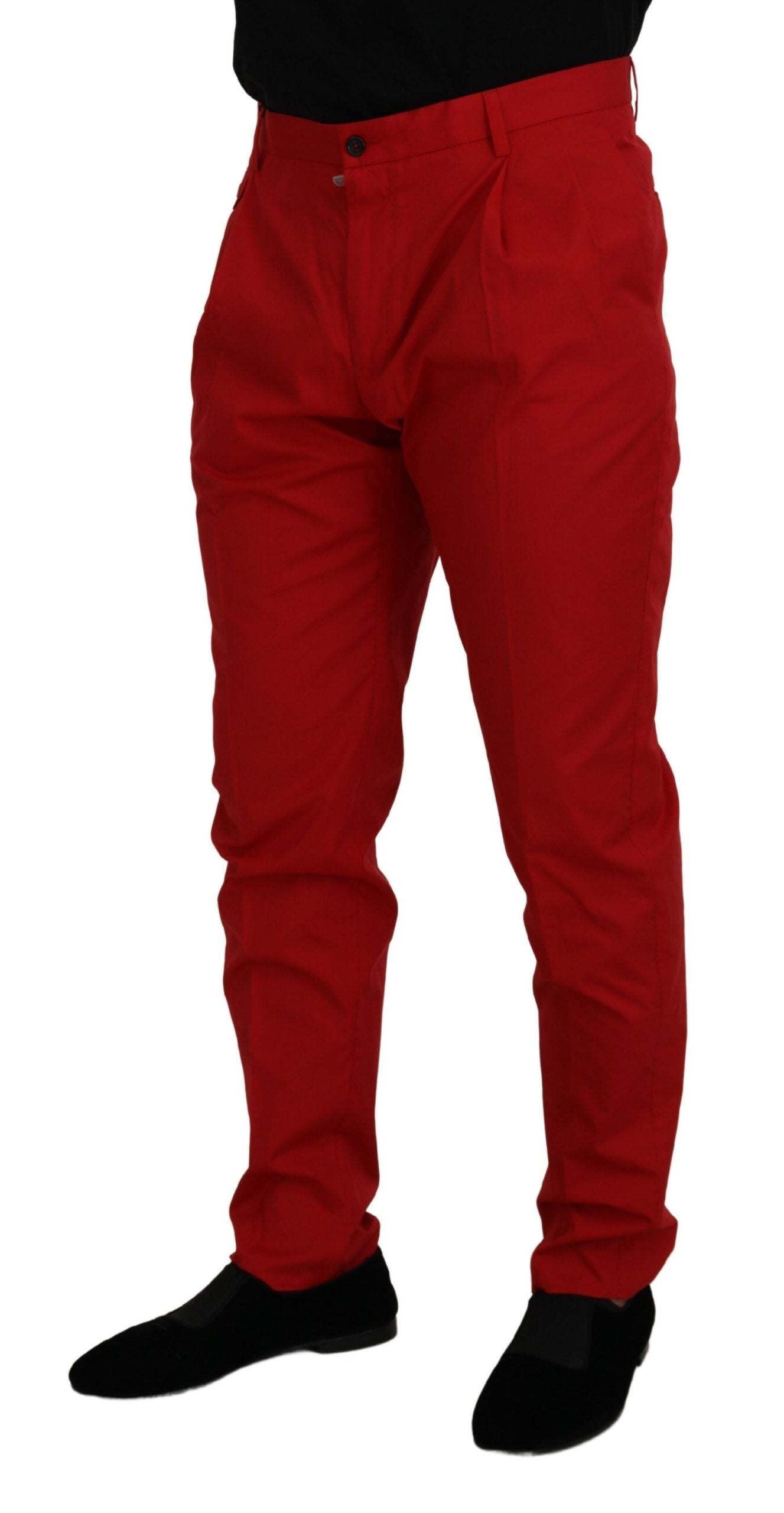 Rode katoenen slim fit broek Chino's