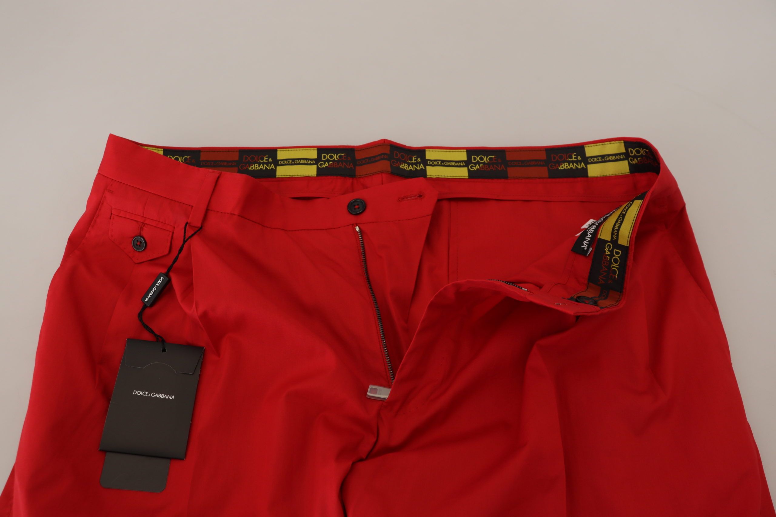 Rode katoenen slim fit broek Chino's