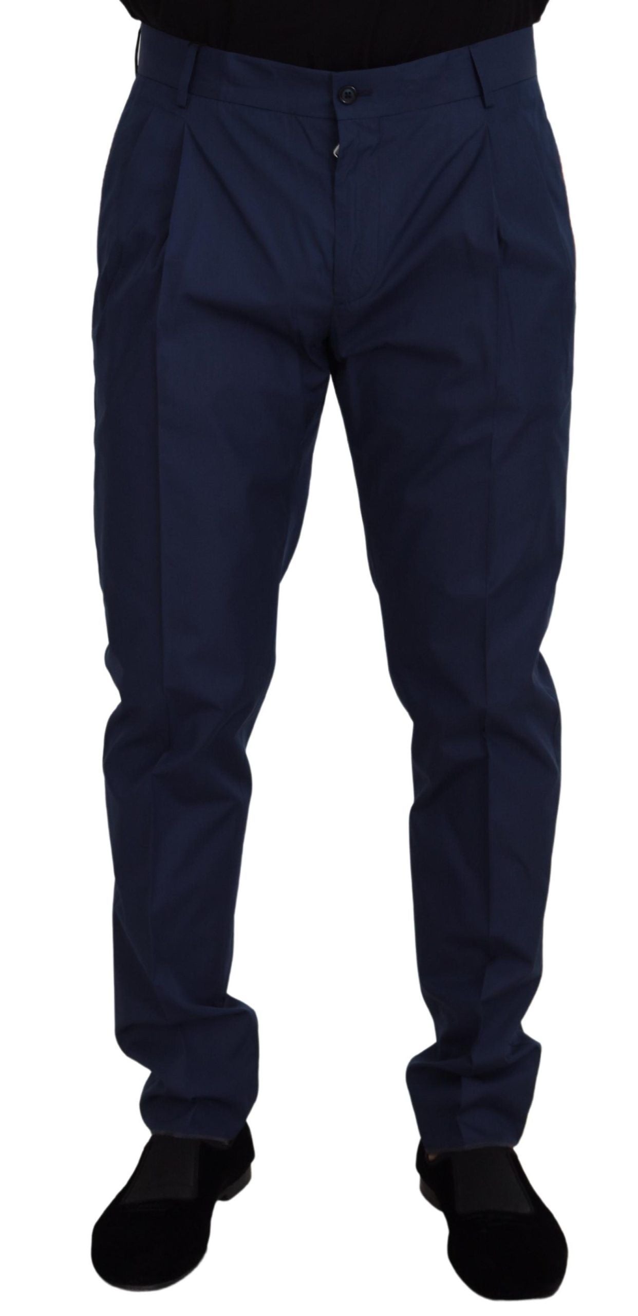 Blauwe katoenen zijden broek Chino's