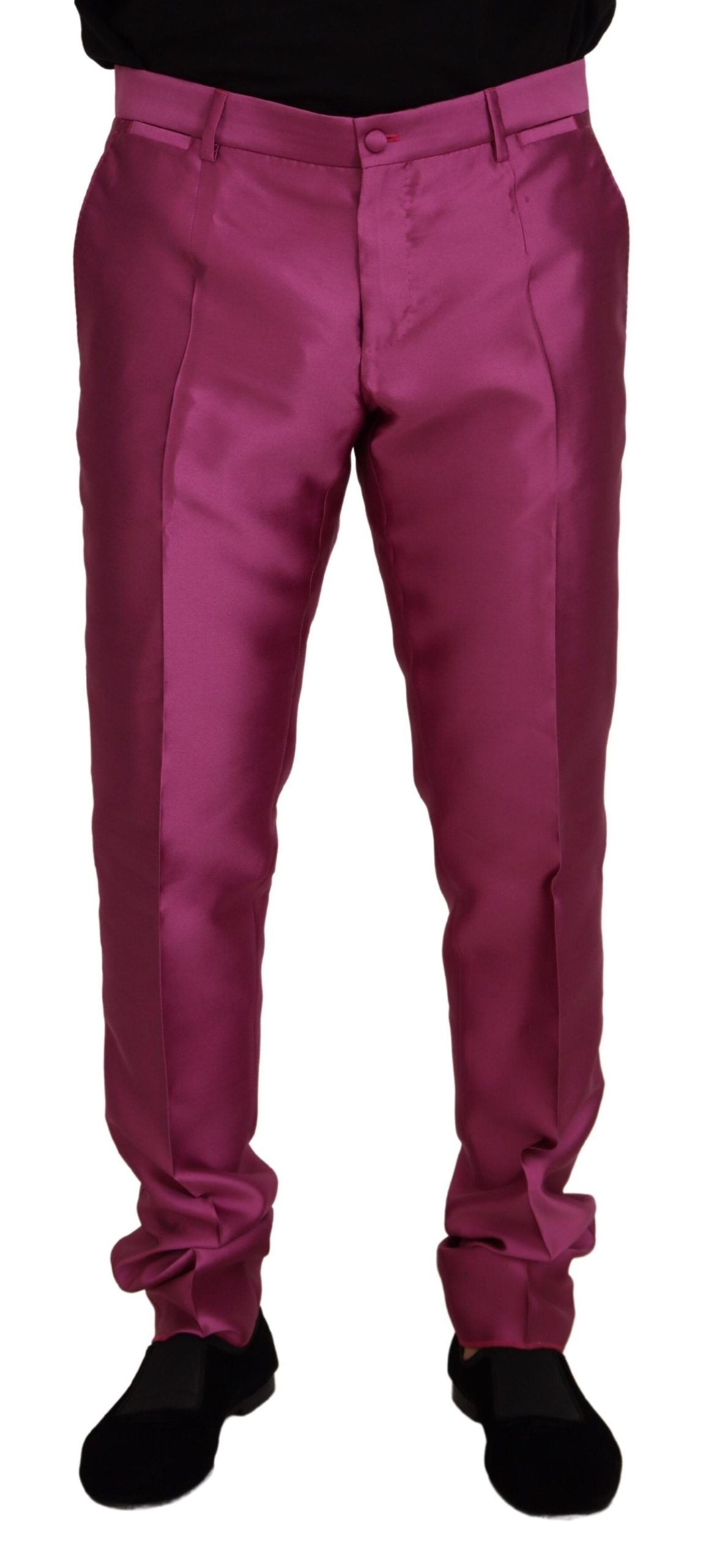 Roze zijden slanke broek, formele broek