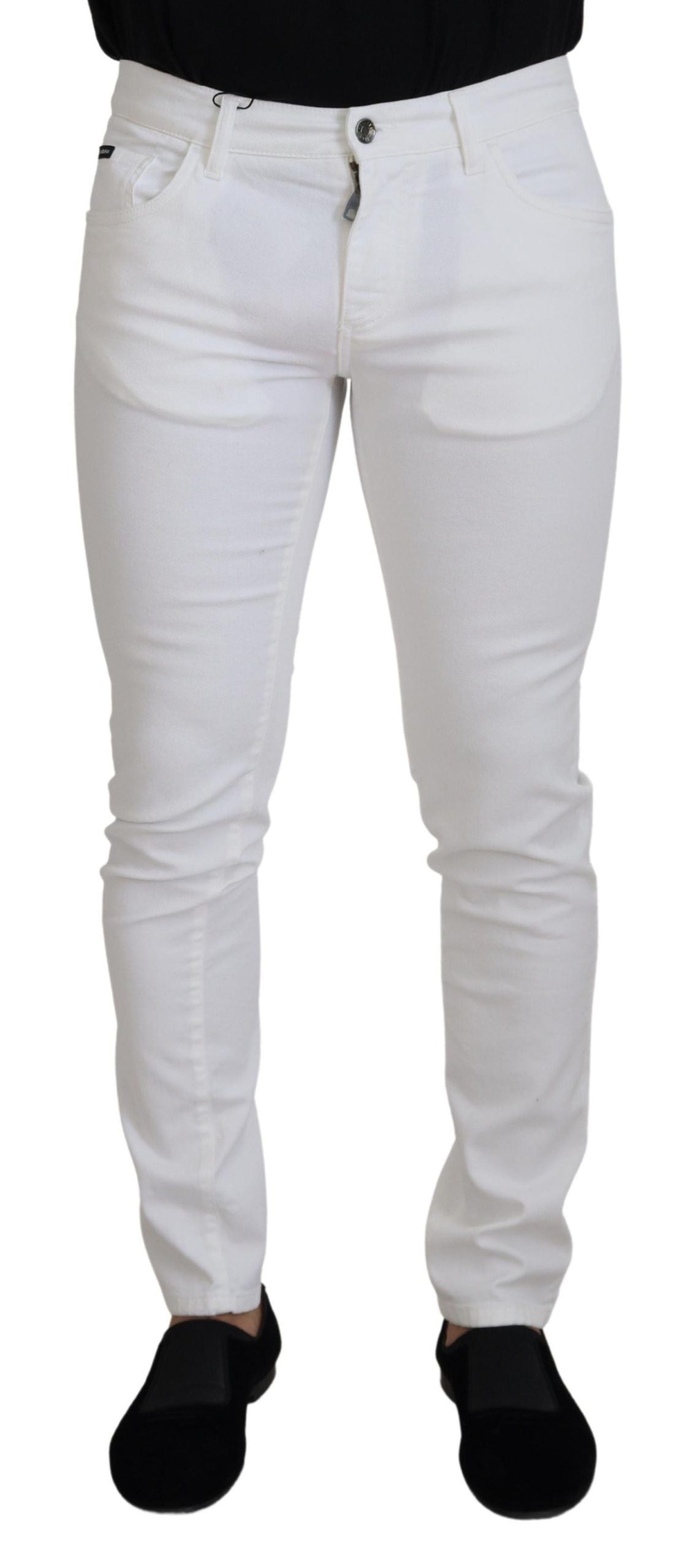 Witte, slanke, skinny stretch katoenen denim jeans