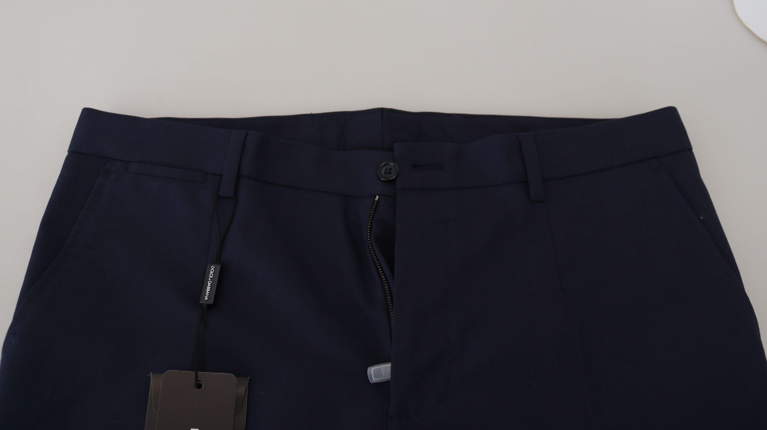 Blauwe linnen katoenen slanke broek Chino's