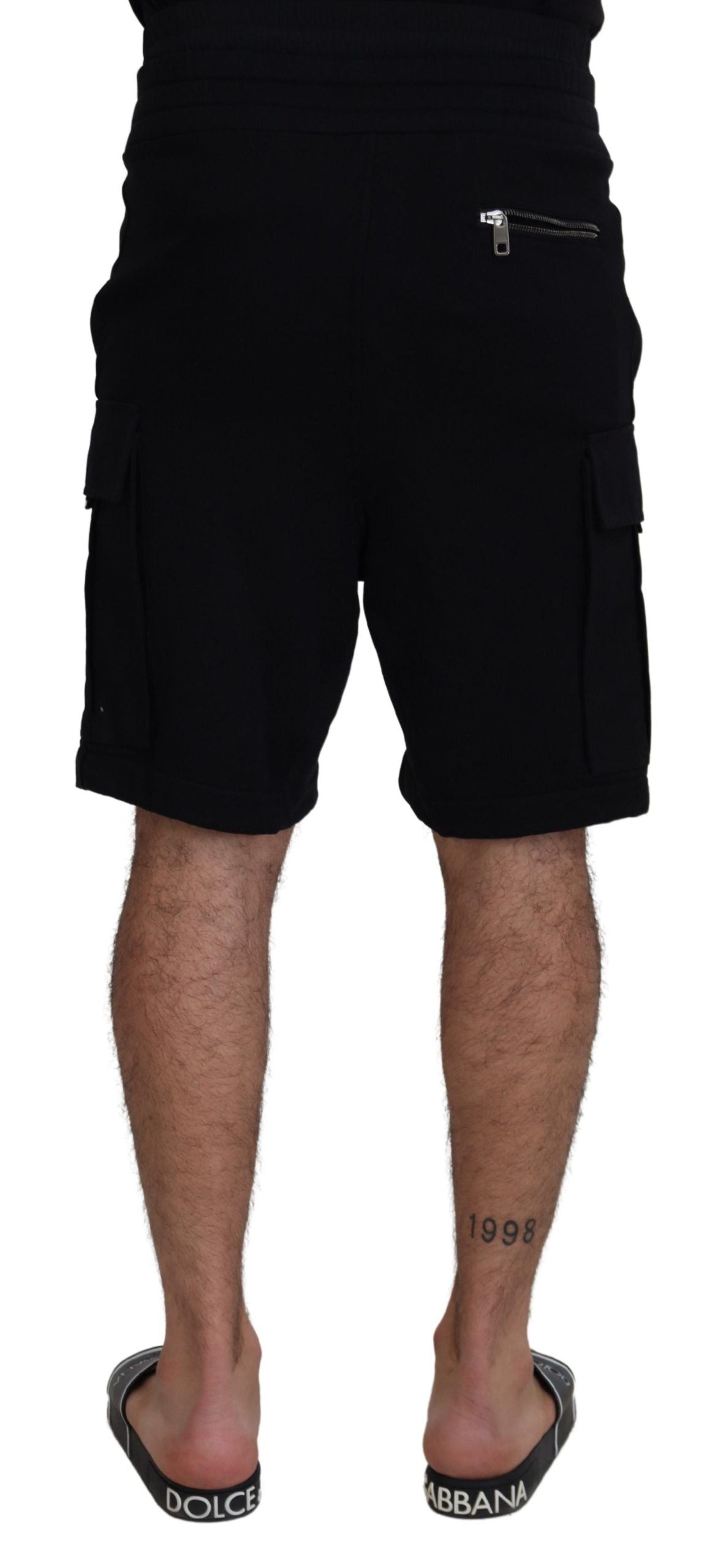 Zwarte katoenen Bermuda Cargo Shorts