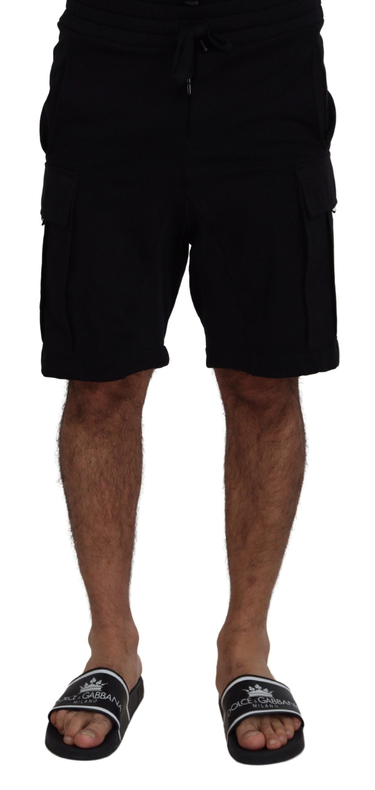 Zwarte katoenen Bermuda Cargo Shorts