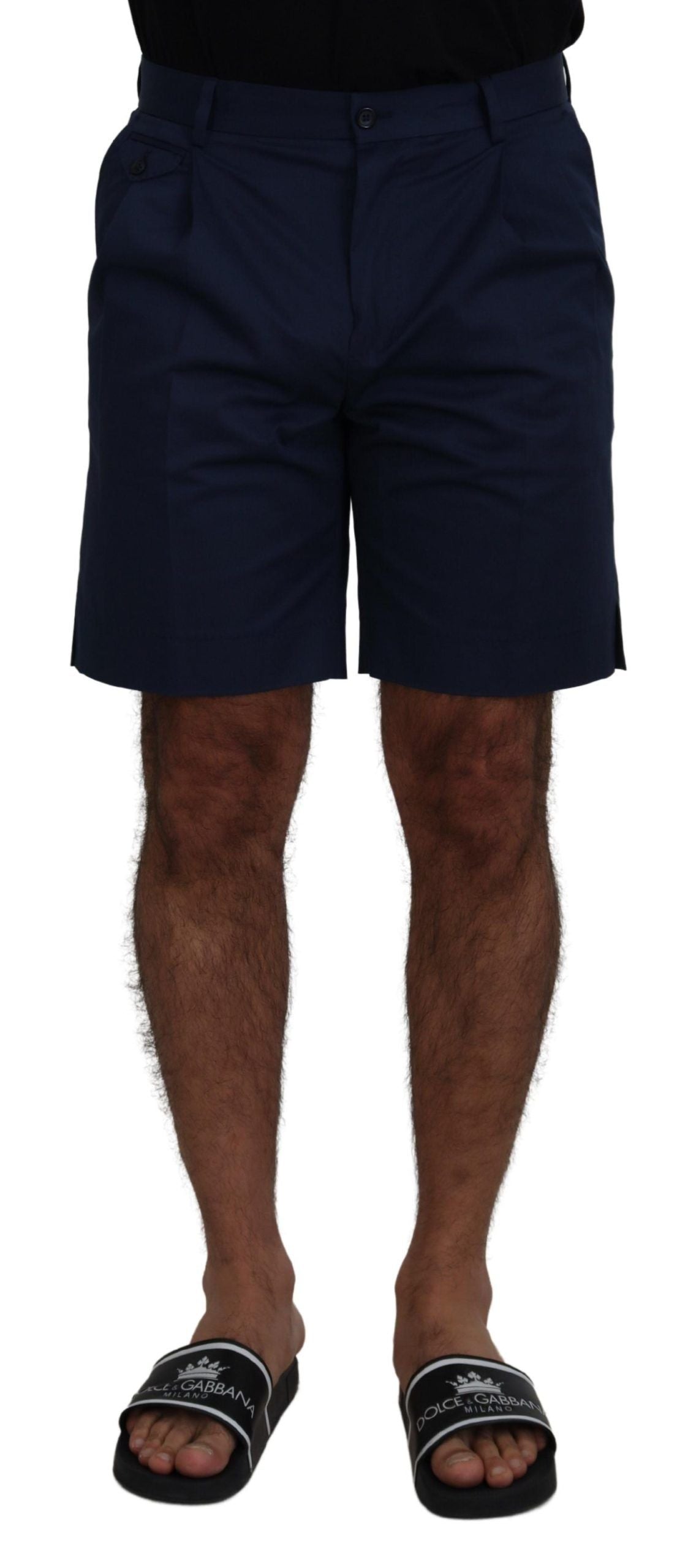 Blauwe chino's, katoenen stretch, casual shorts