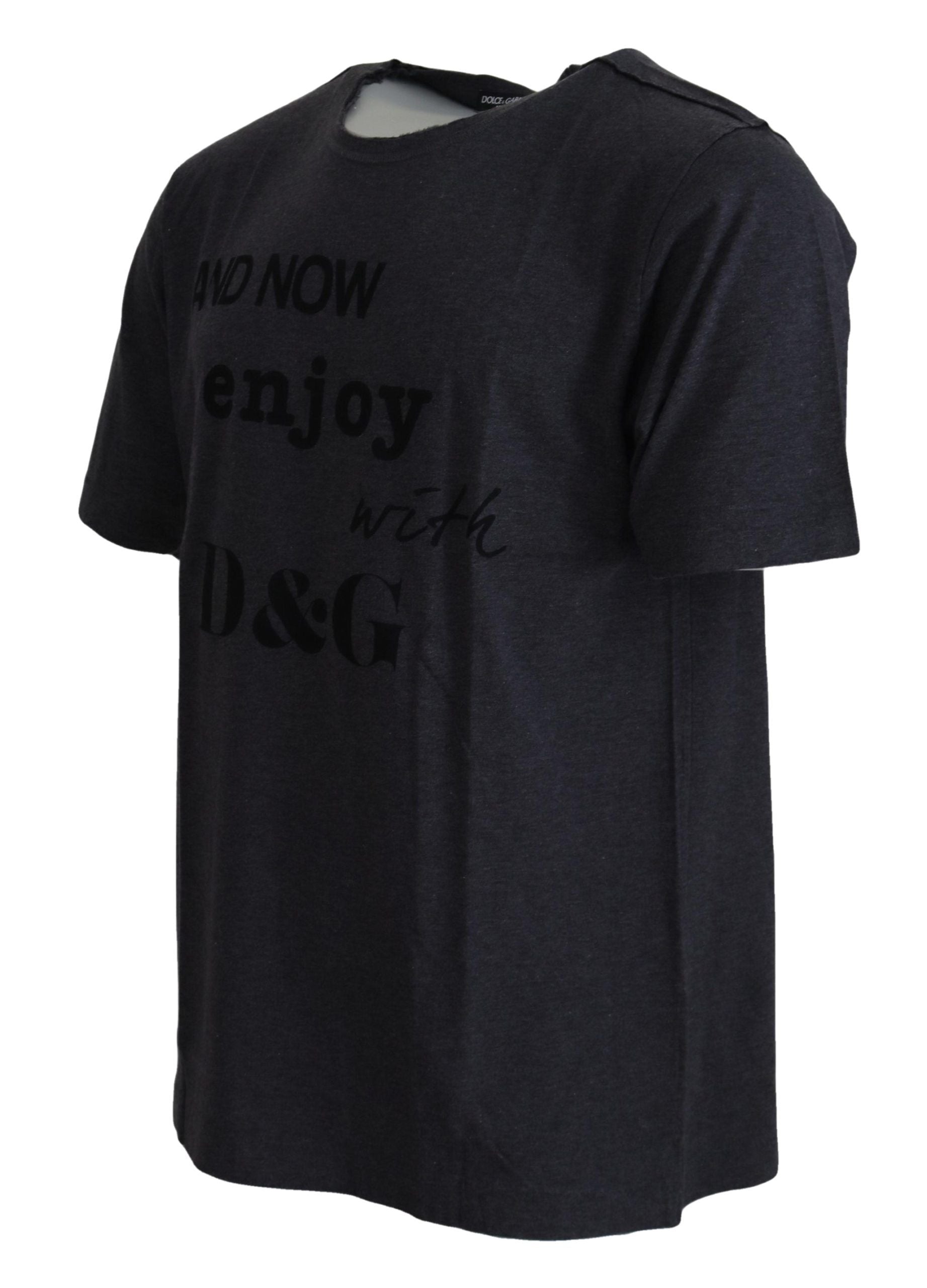 Grijs katoenen T-shirt met ronde hals en korte mouwen