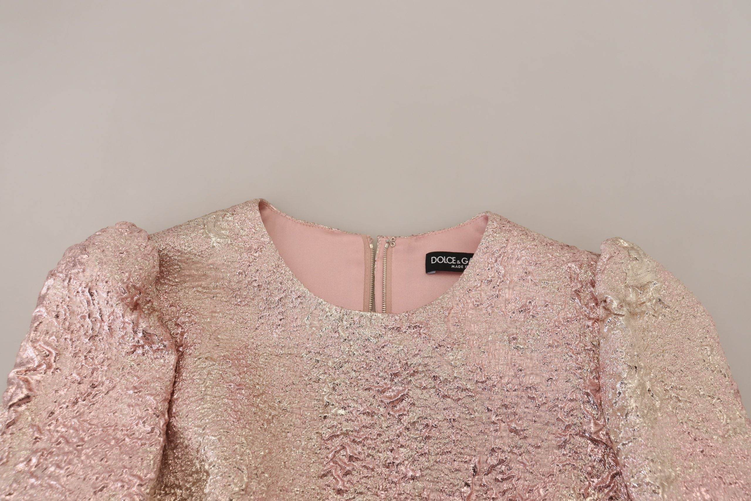 Roze jacquard 3/4 mouw mantel midi-jurk