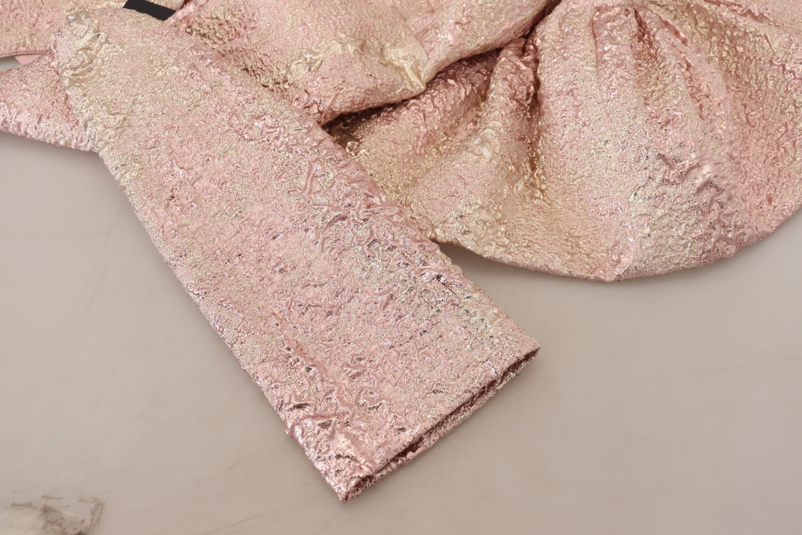 Roze jacquard 3/4 mouw mantel midi-jurk