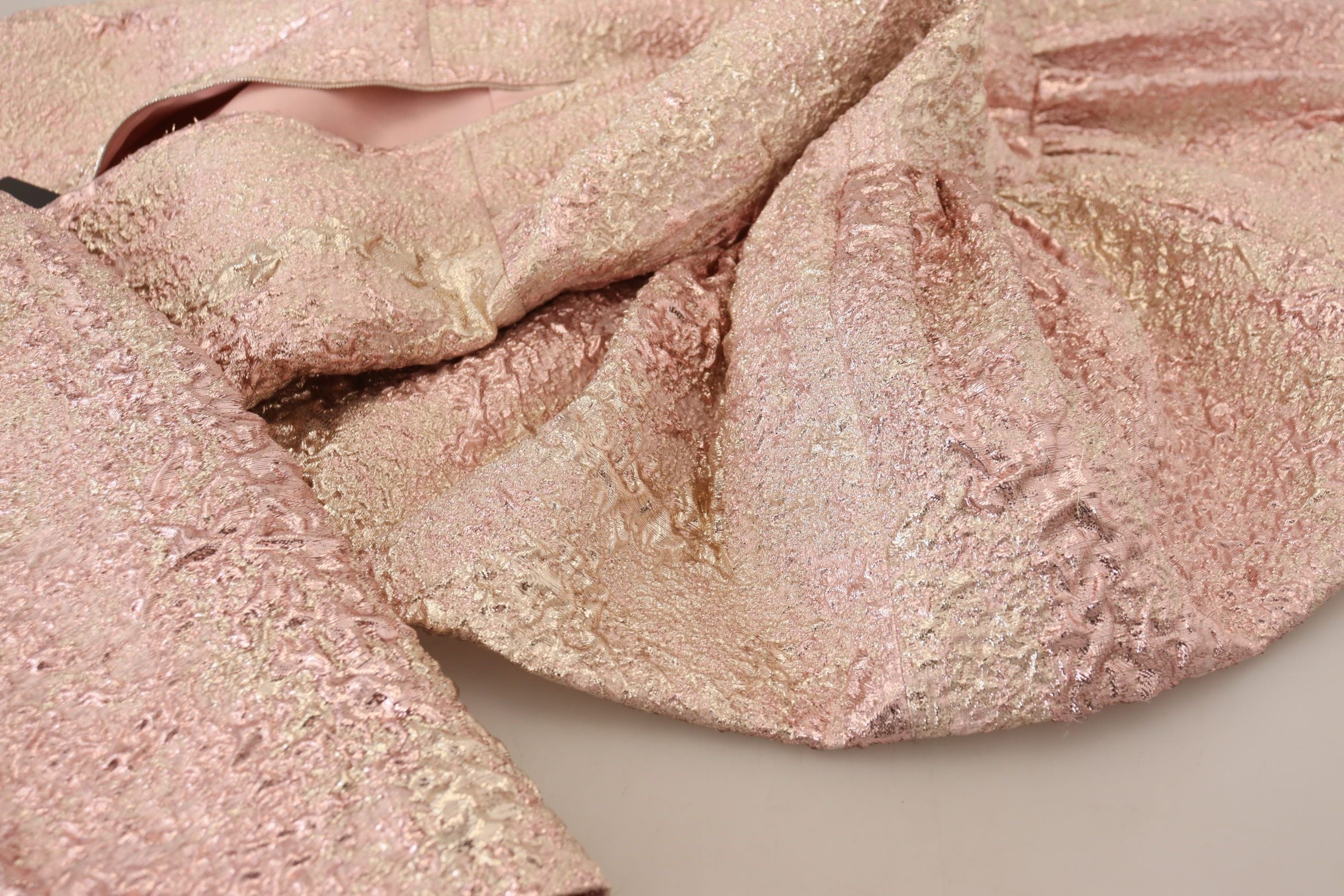 Roze jacquard 3/4 mouw mantel midi-jurk