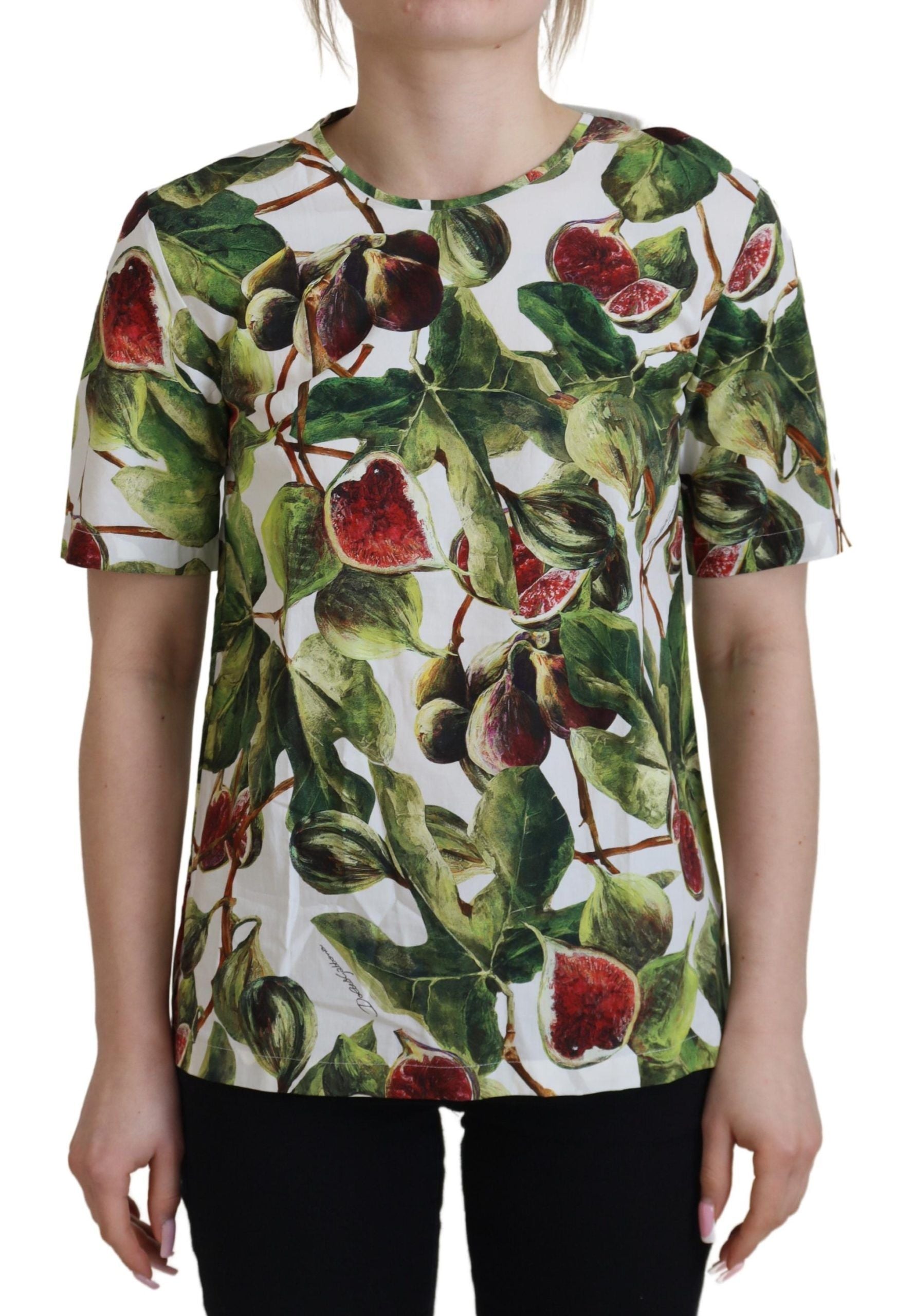Blouse met ronde hals en katoenen top, fruit T-shirt