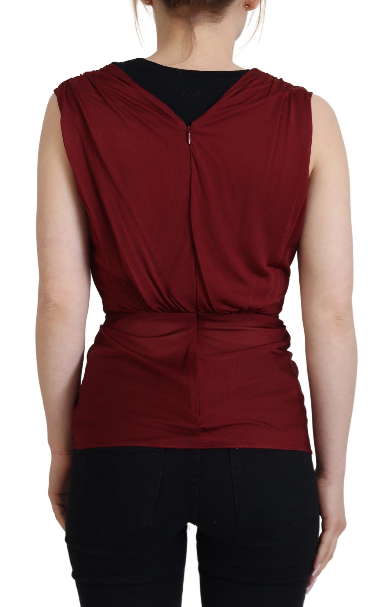 Bordeaux zijden stretch top vest blouse