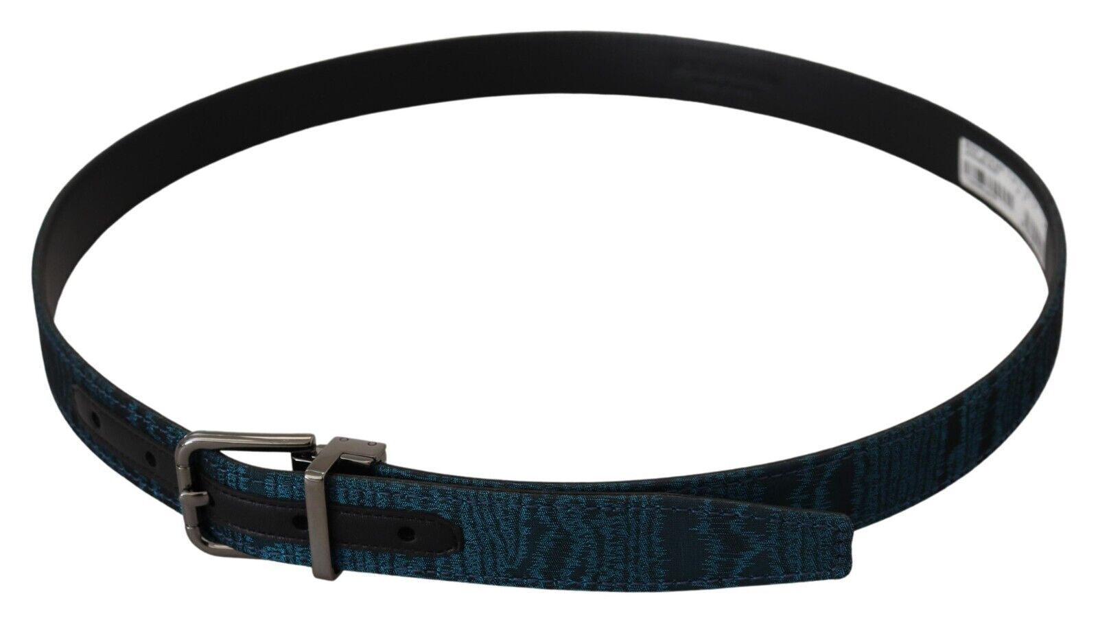 Blauwe Jacquard Moire Zilveren Metalen Riem Heren