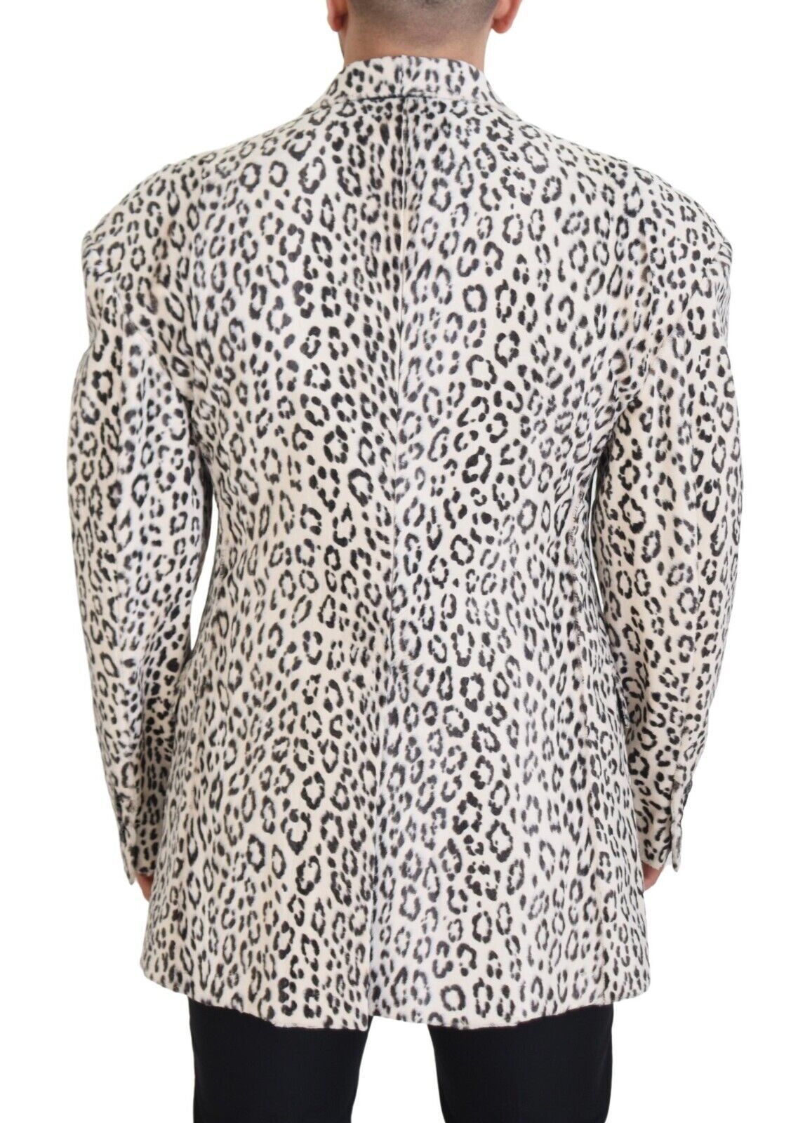 Witte luipaard enkelrijsjas blazer