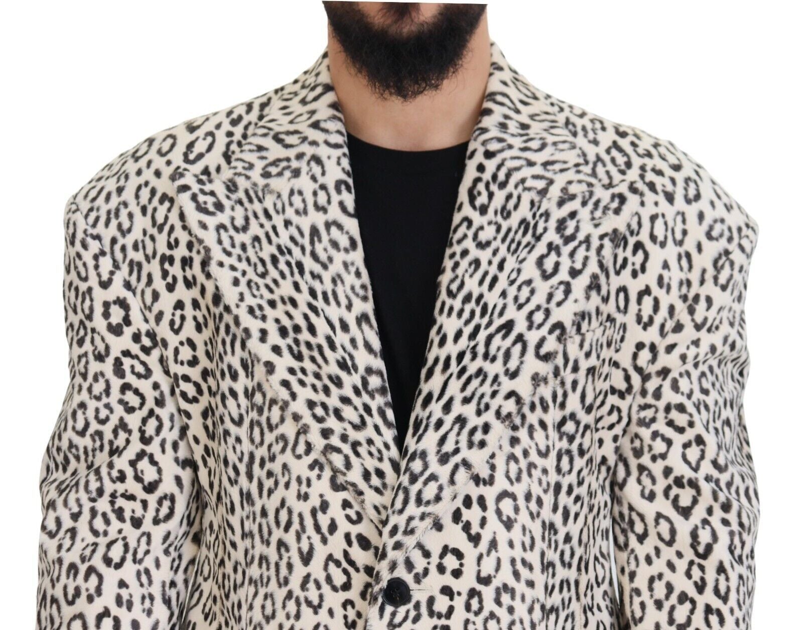 Witte luipaard enkelrijsjas blazer