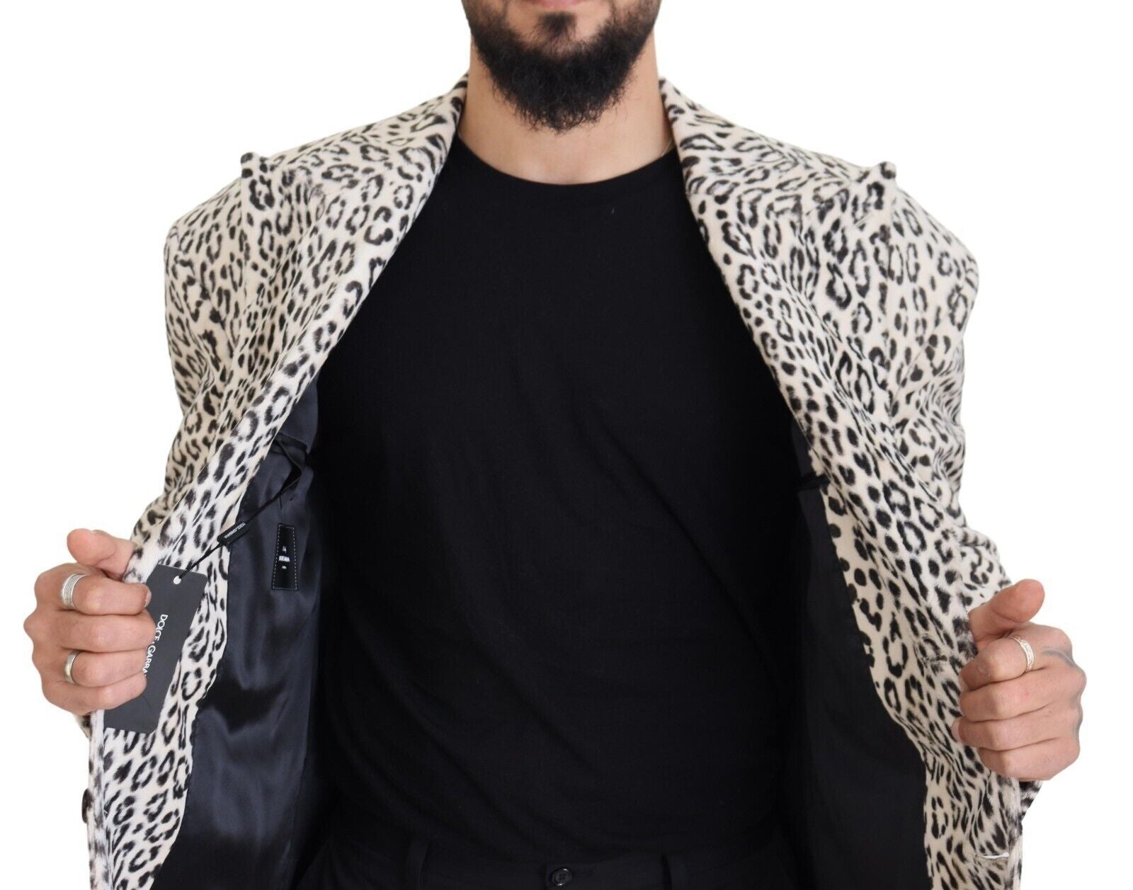 Witte luipaard enkelrijsjas blazer