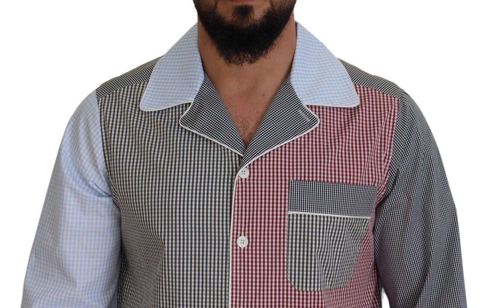 Veelkleurig patchwork katoenen overhemd met lange mouwen