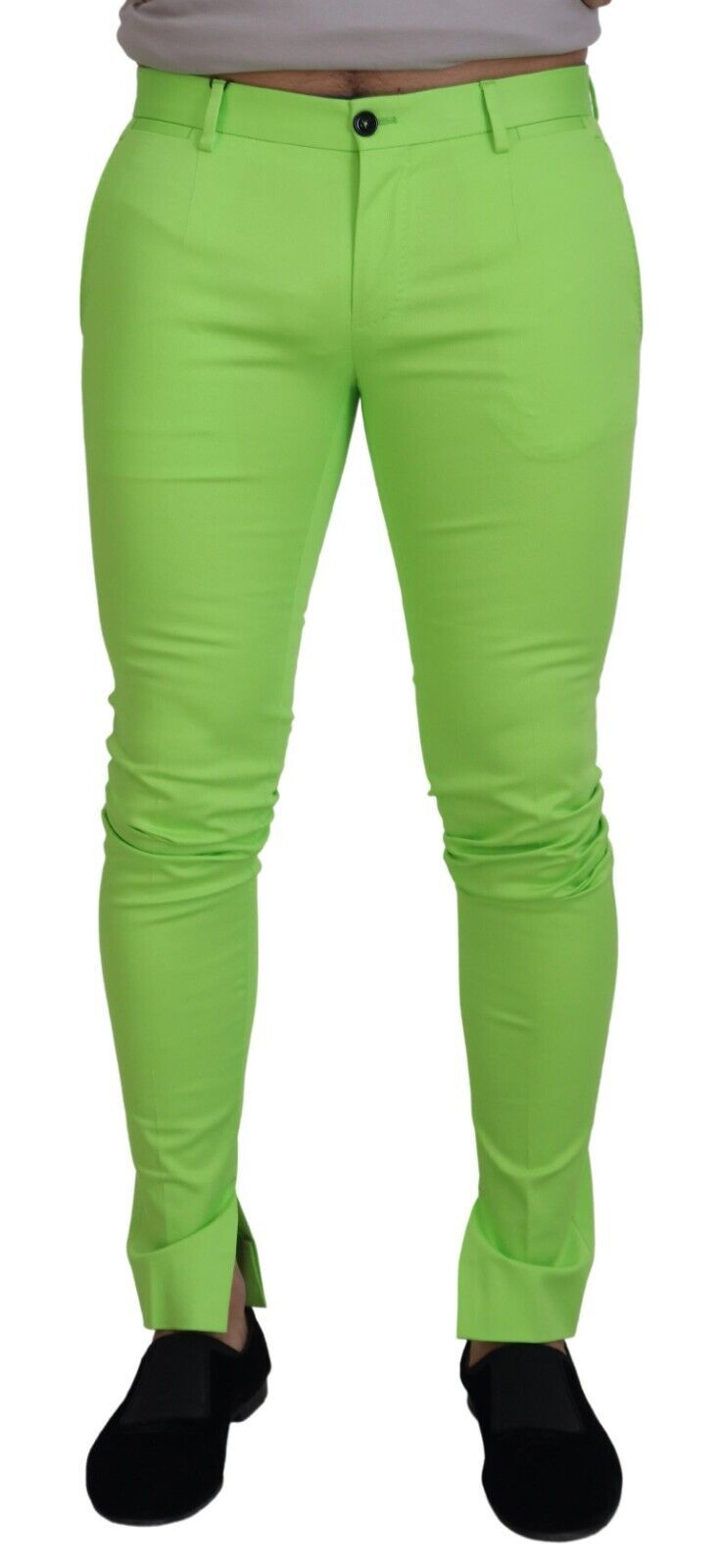 Lichtgroene katoenen skinny herenbroek