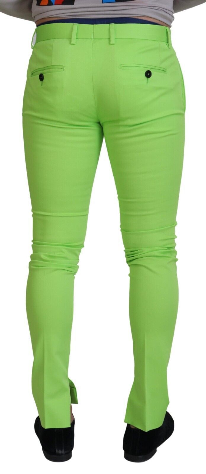 Lichtgroene katoenen skinny herenbroek