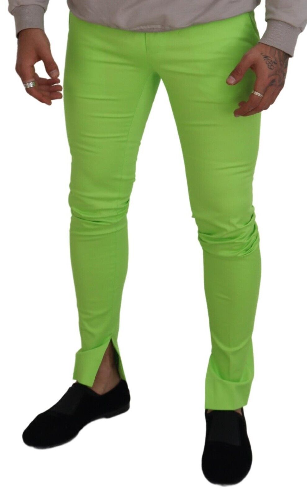 Lichtgroene katoenen skinny herenbroek