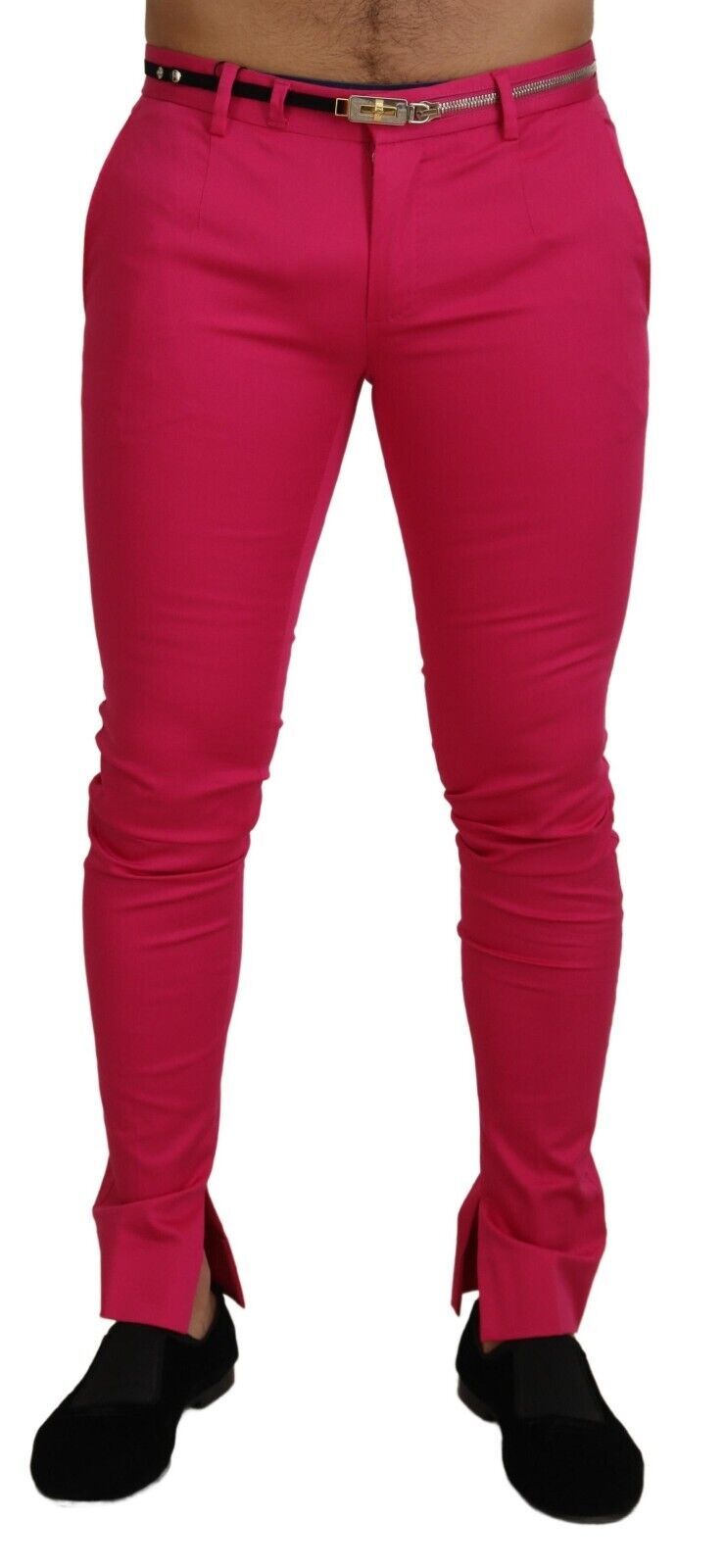 Roze broek met rits en gesp in de taille